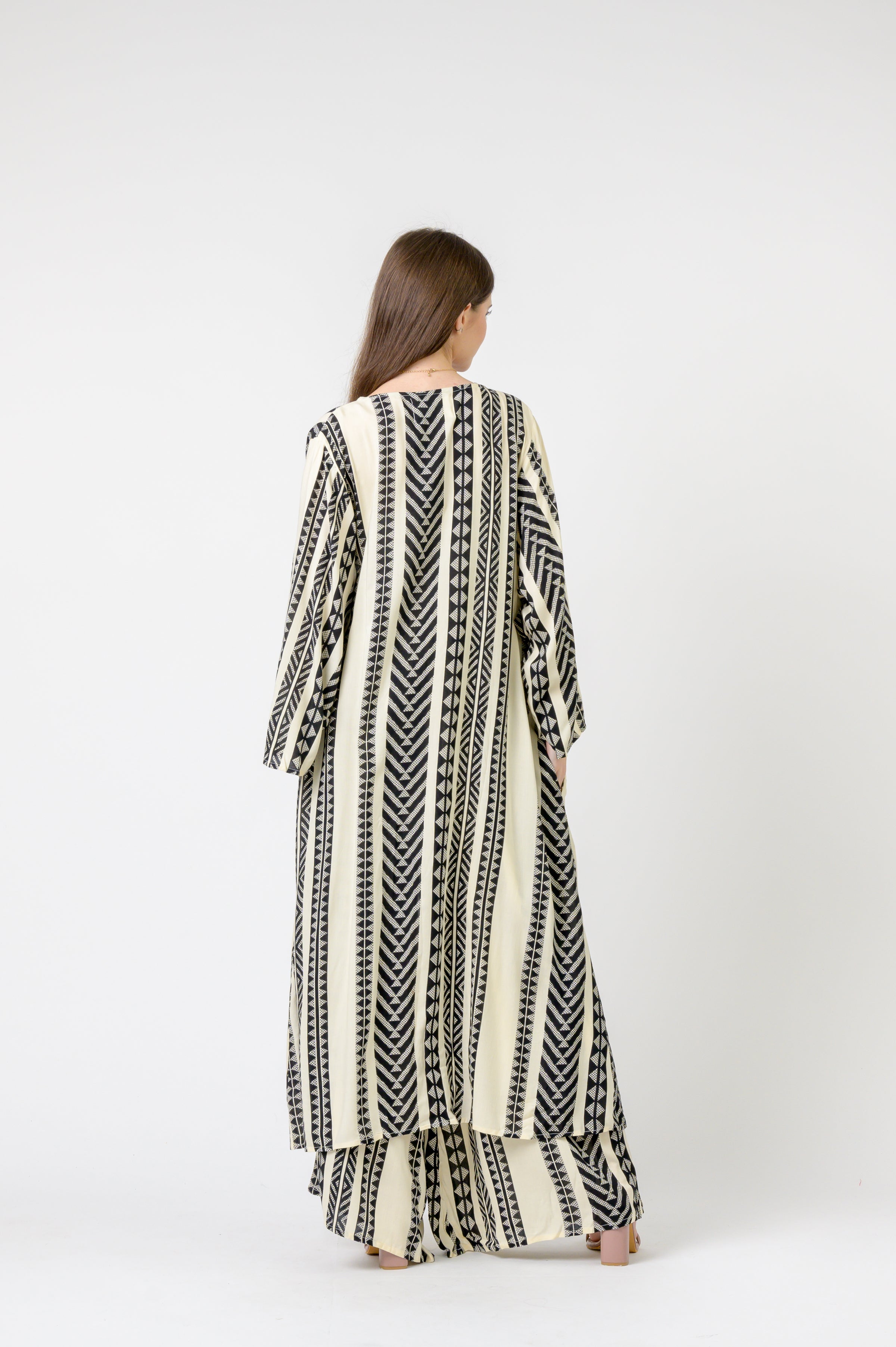 Print Long Jacket - Black