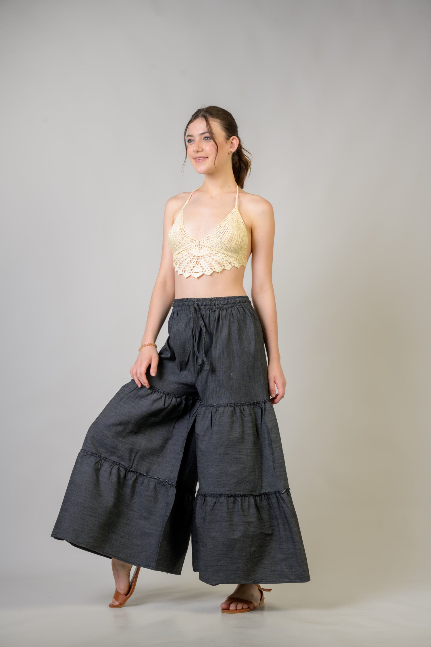 Tie-Front Denim Pants - Assorted