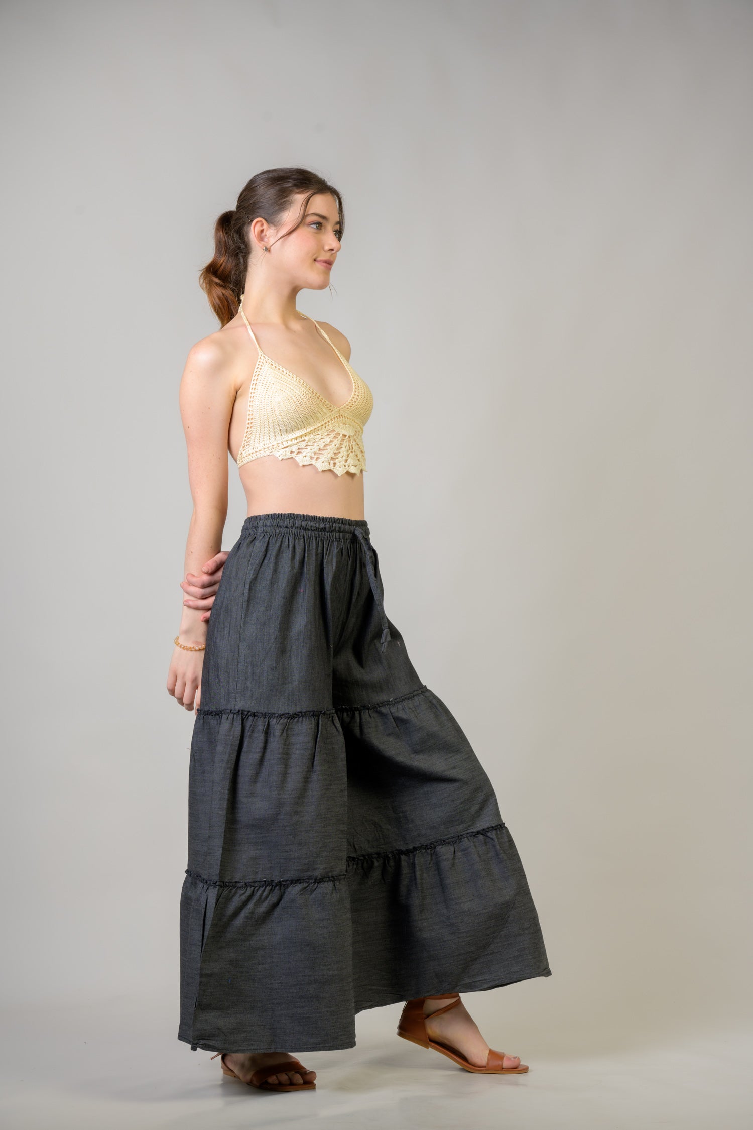 Tie-Front Denim Pants - Assorted