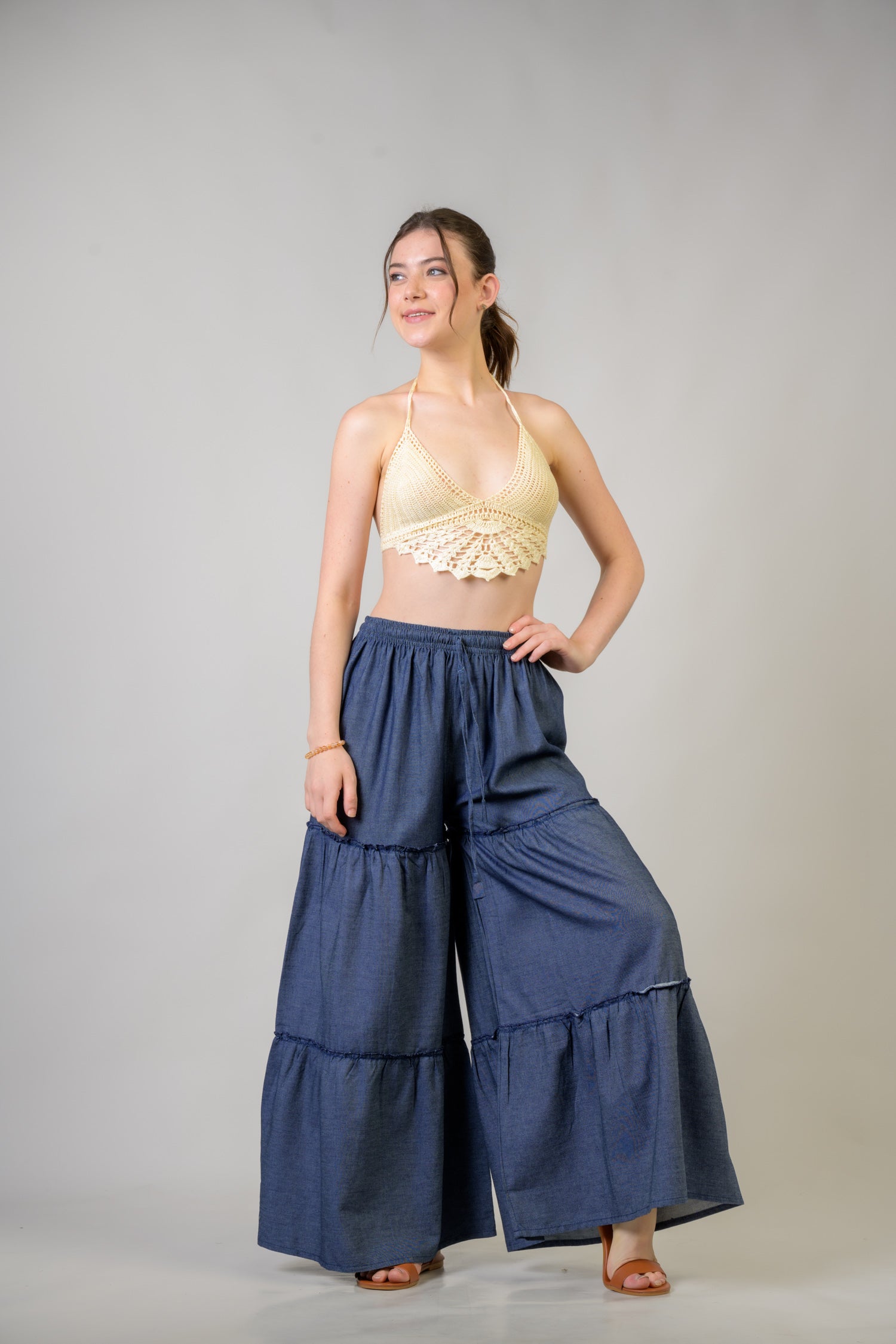 Tie-Front Denim Pants - Assorted