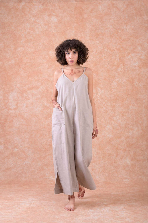 Relaxed Wide Leg Amber Jumpsuit - Brown