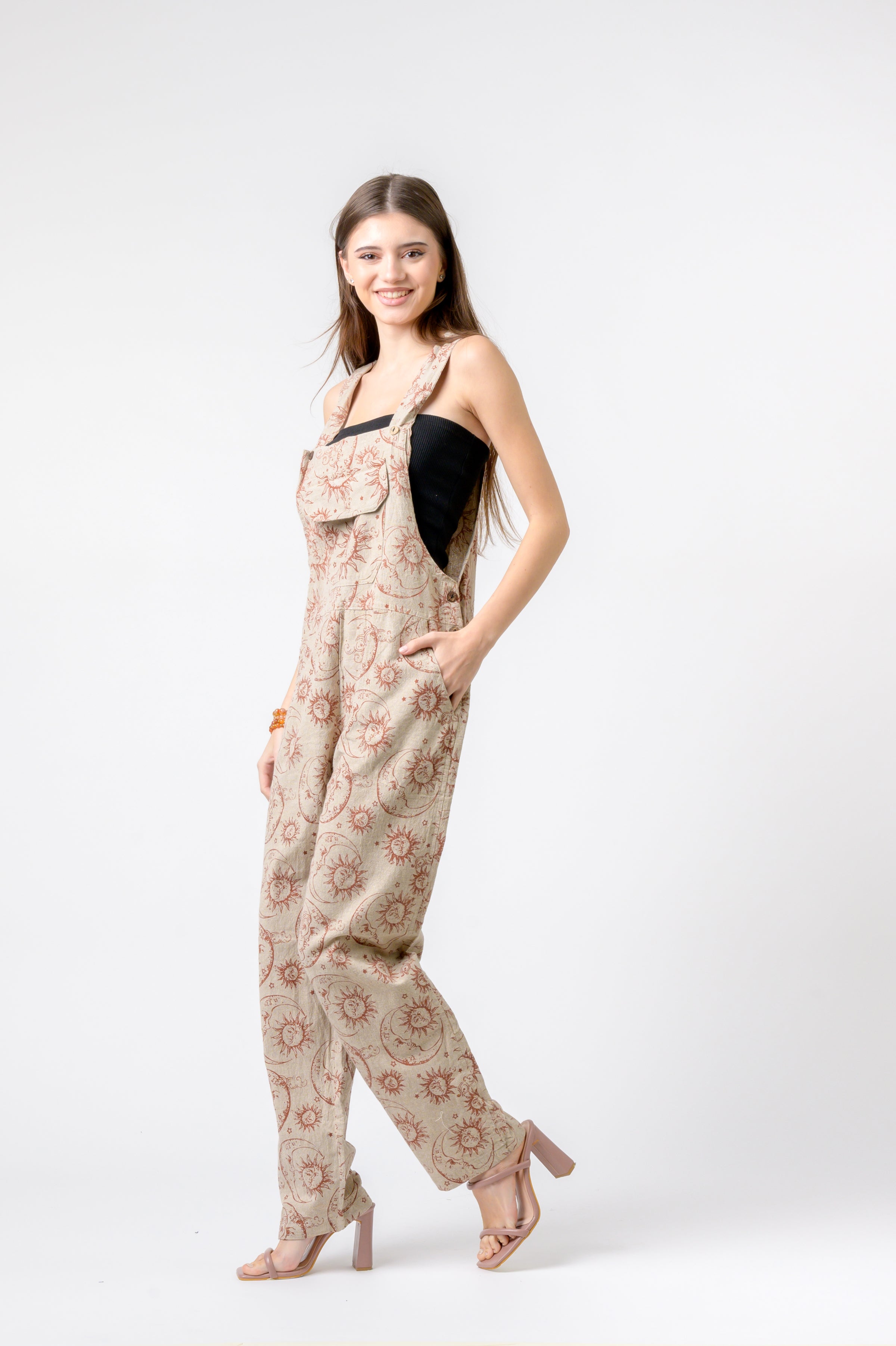 Cotton Style Sun and Moon Print Jumper - Multicolor