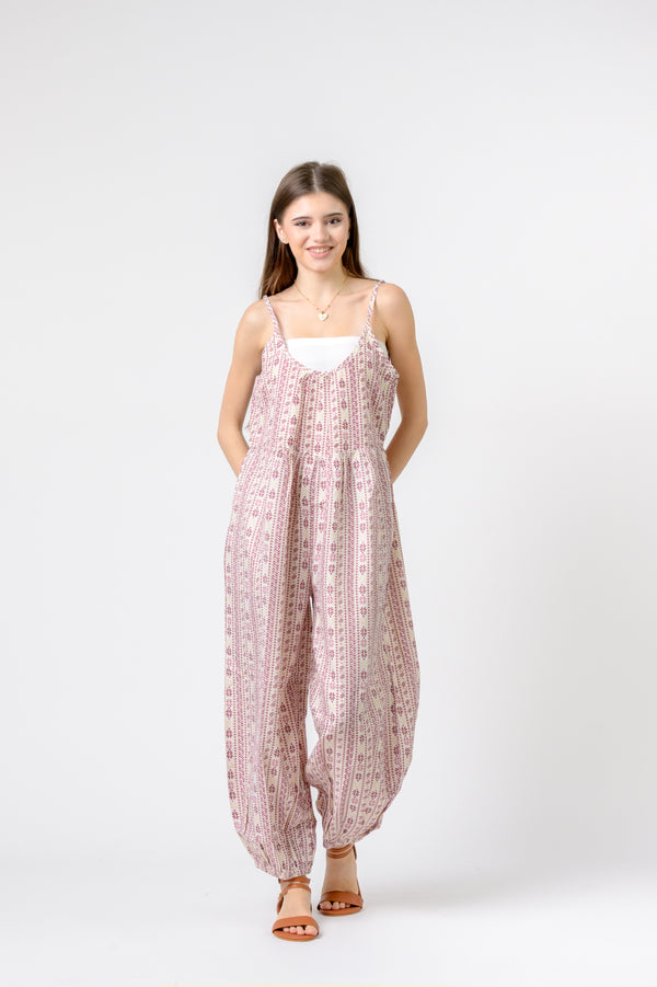 Eva Jumpsuit Flower Print - Pink