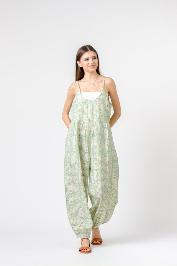 Eva Jumpsuit Flower Print - Green
