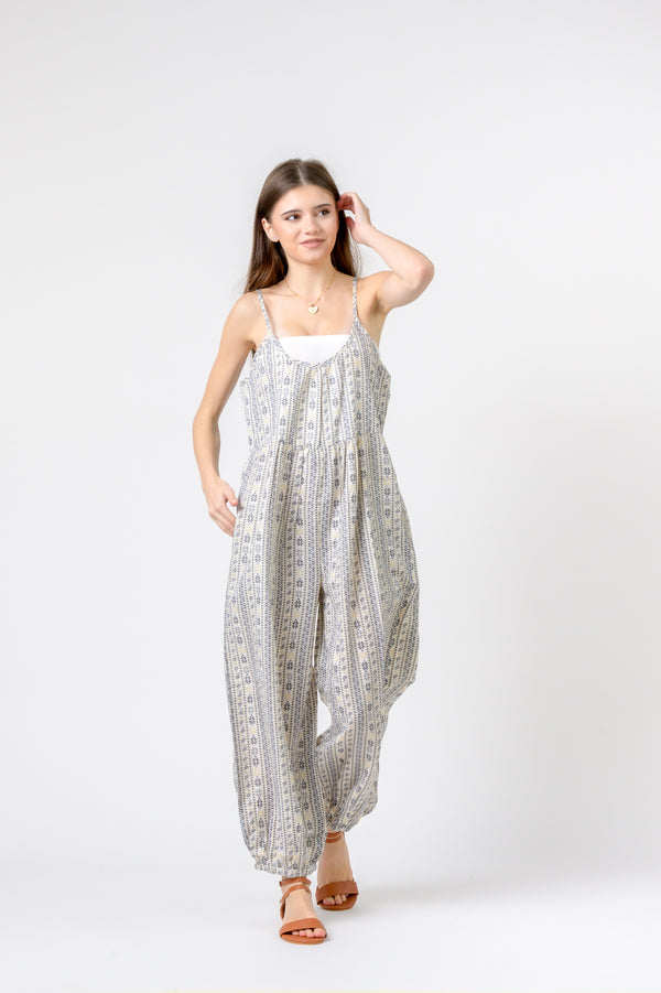 Eva Jumpsuit Flower Print - Grey