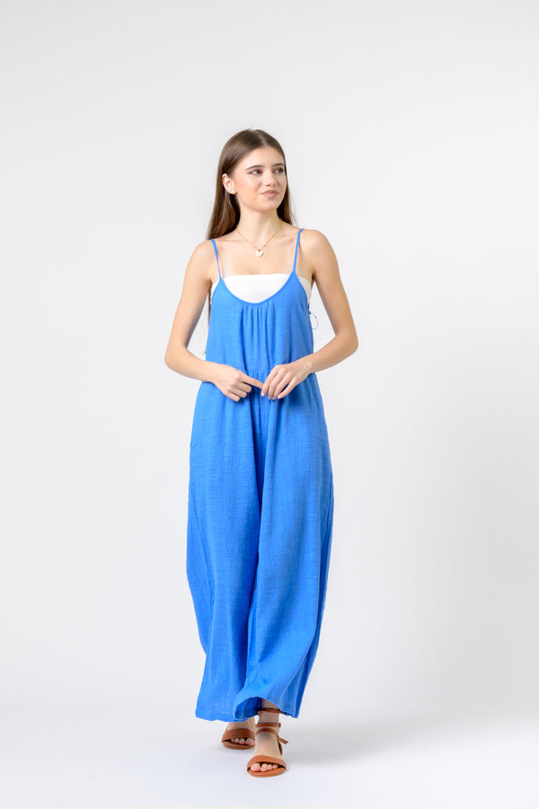 Eva Wide Leg Jumpsuit - Denim Blue