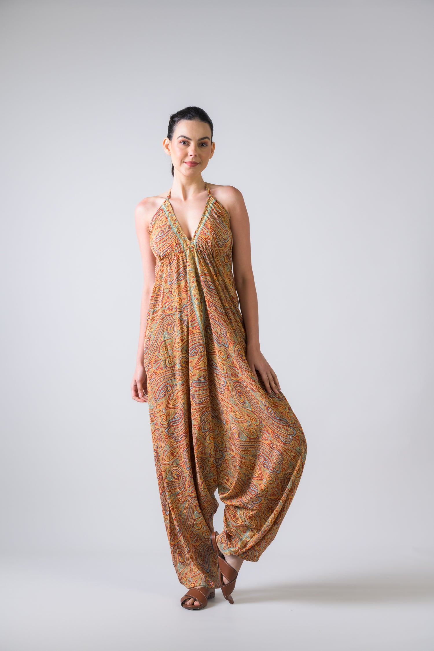 Boho Print Harem Jumpsuit - Assorted