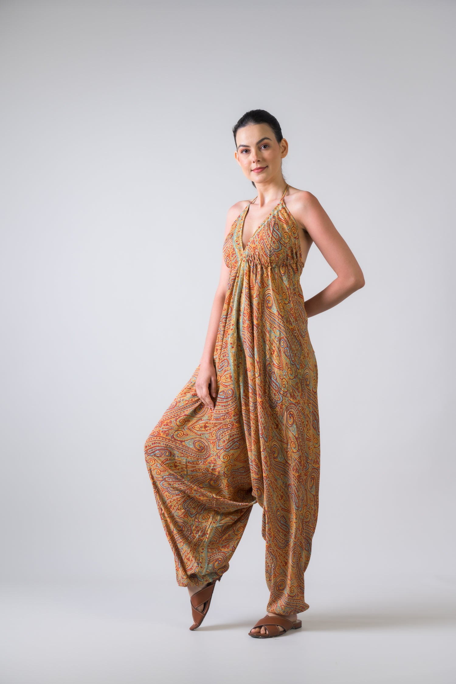 Boho Print Harem Jumpsuit - Assorted