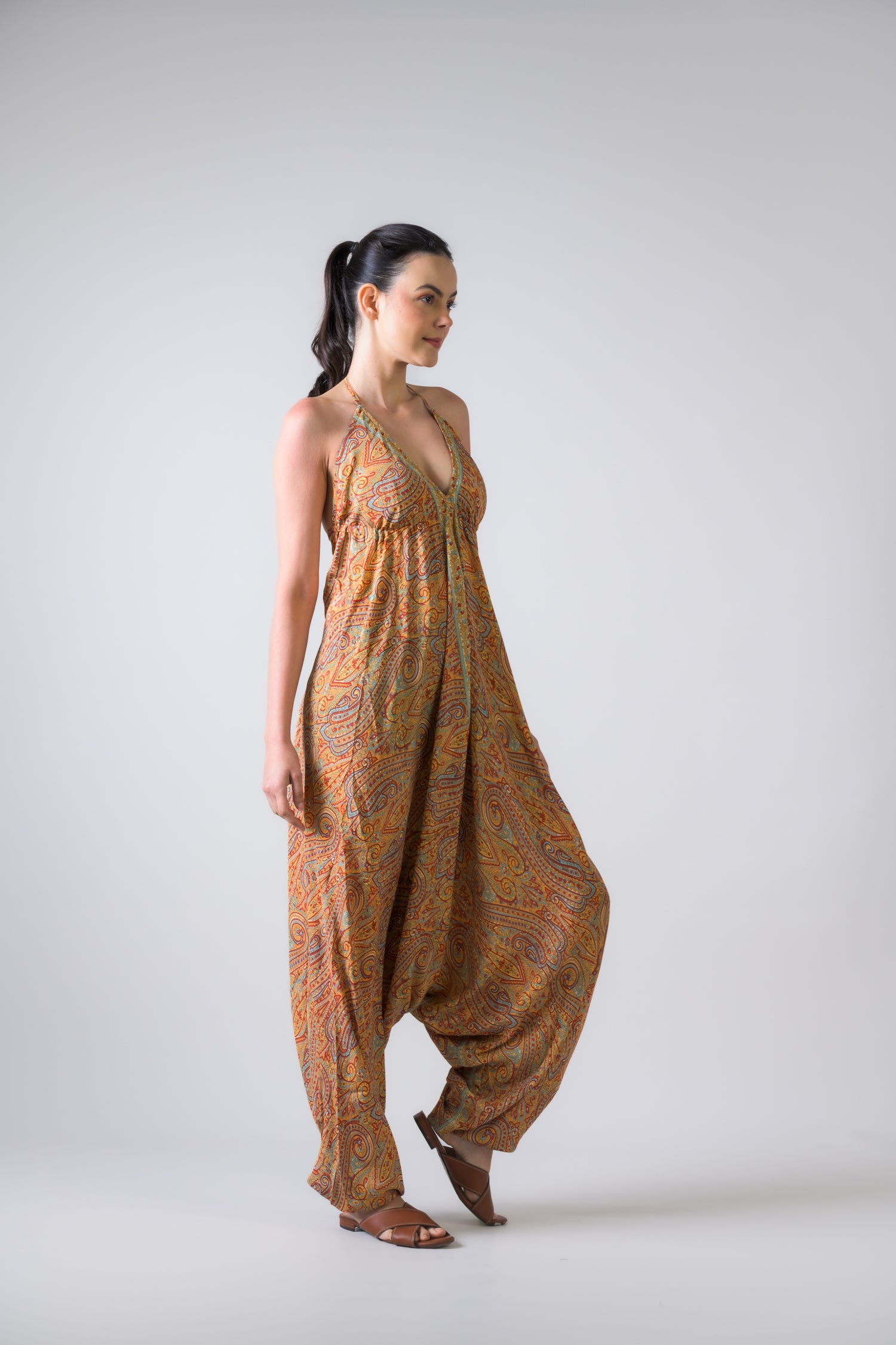Boho Print Harem Jumpsuit - Assorted