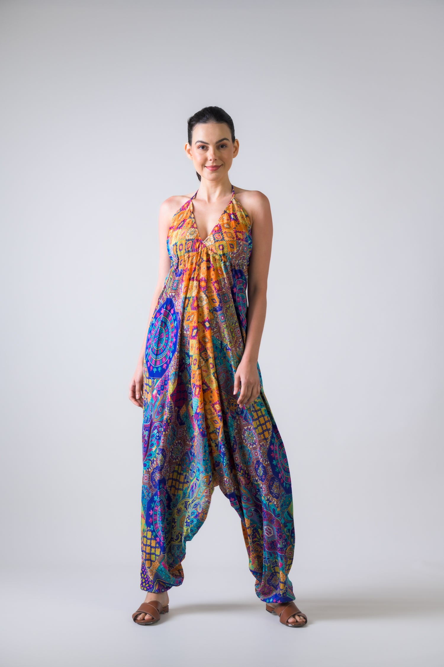 Boho Print Harem Jumpsuit - Assorted