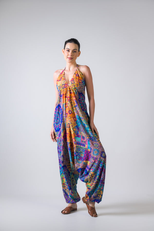 Boho Print Harem Jumpsuit - Assorted