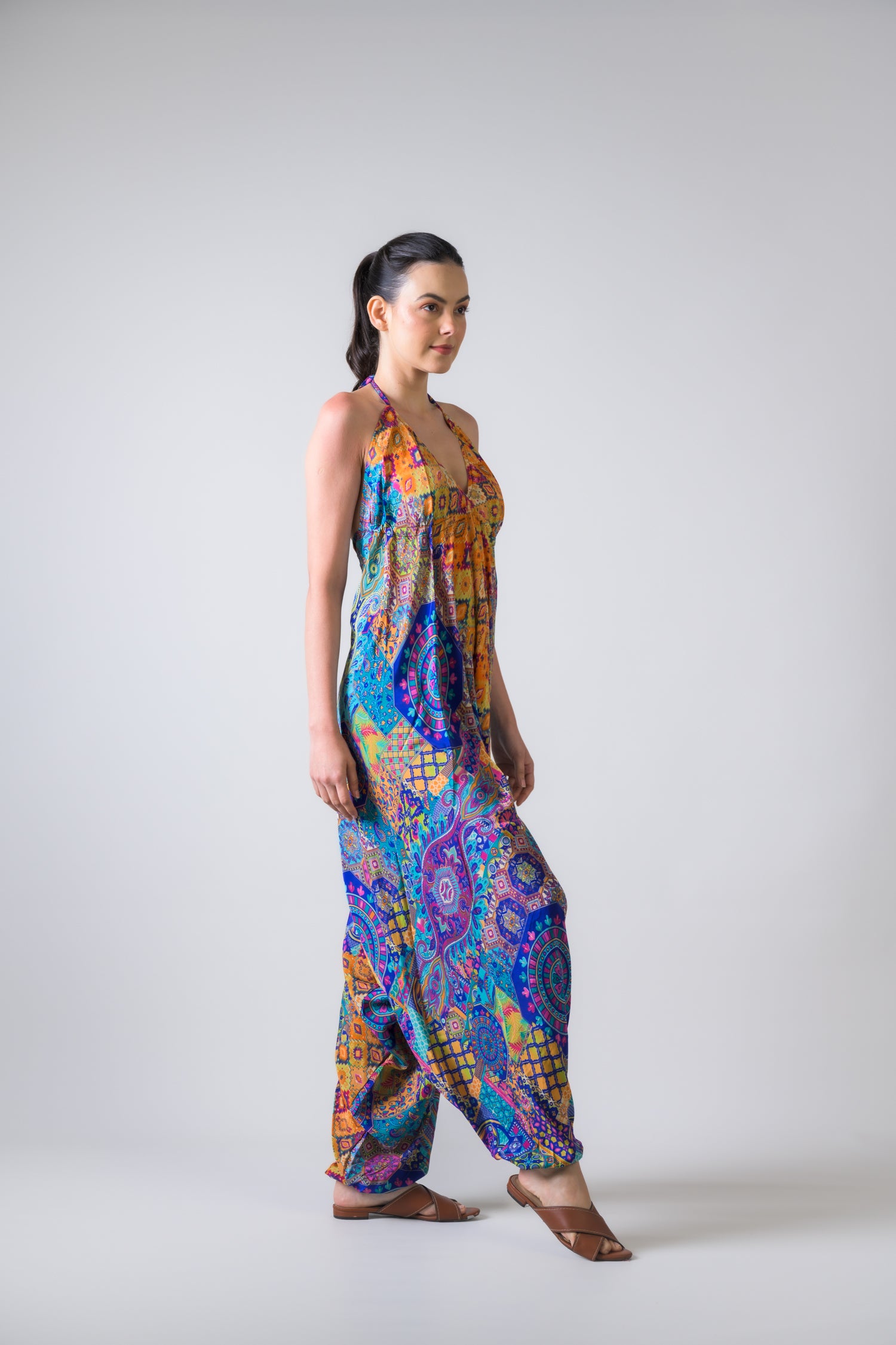 Boho Print Harem Jumpsuit - Assorted