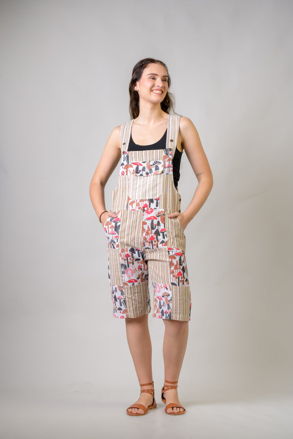 Stripe and Mushroom Short Jumper - Beige