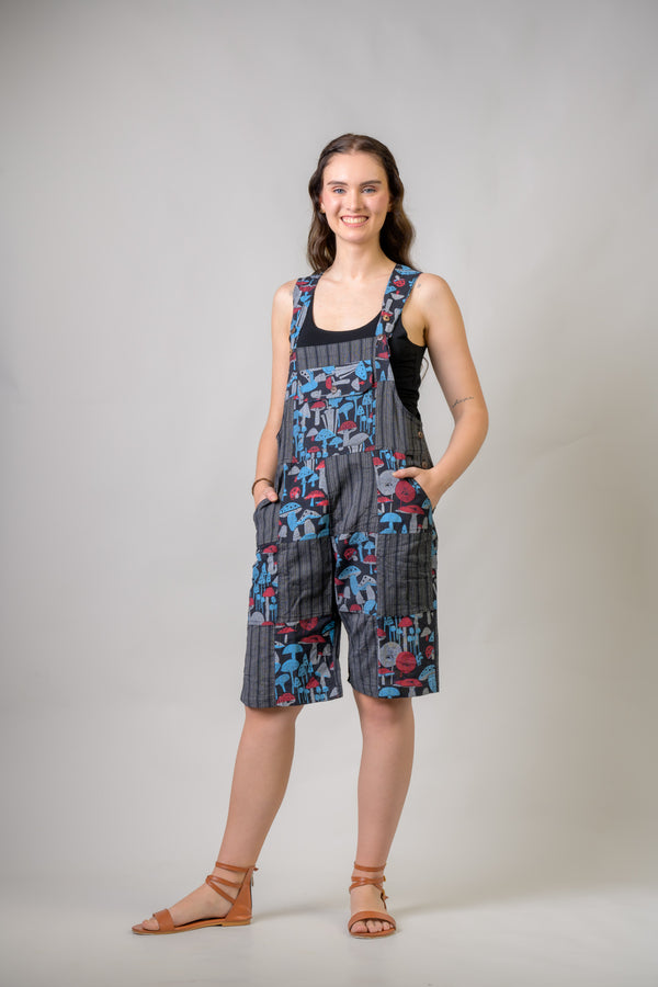 Stripe and Mushroom Short Jumper - Black