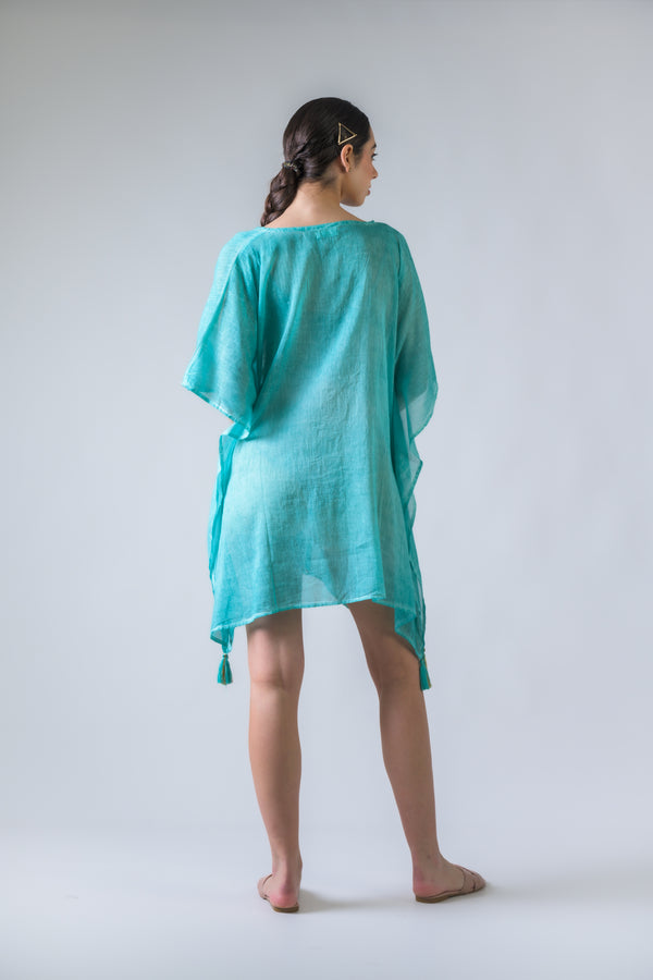 Evil Eye Brief Kaftan - Aqua