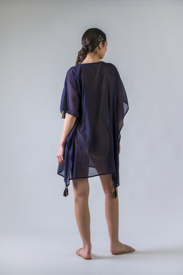 Evil Eye Brief Kaftan - Navy Blue