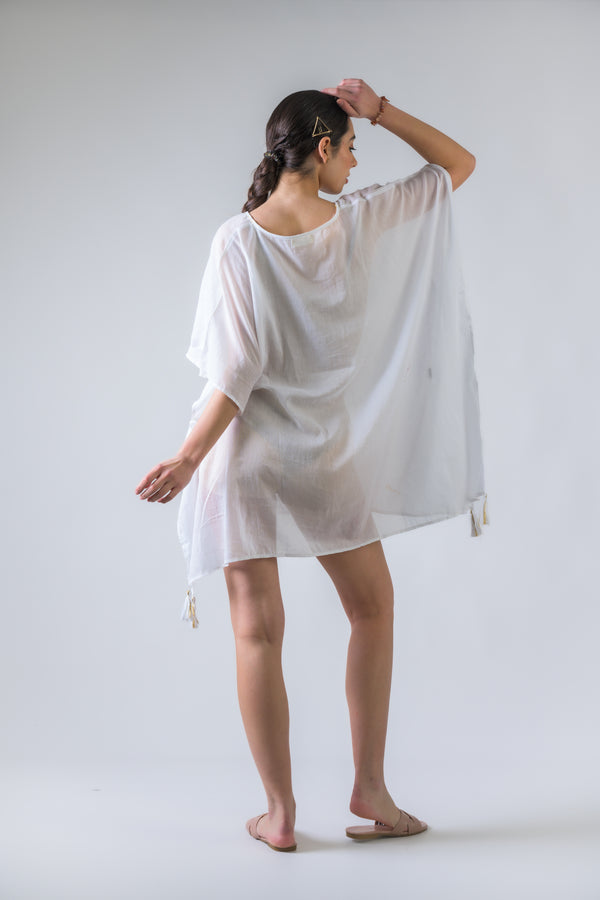 Evil Eye Brief Kaftan - White