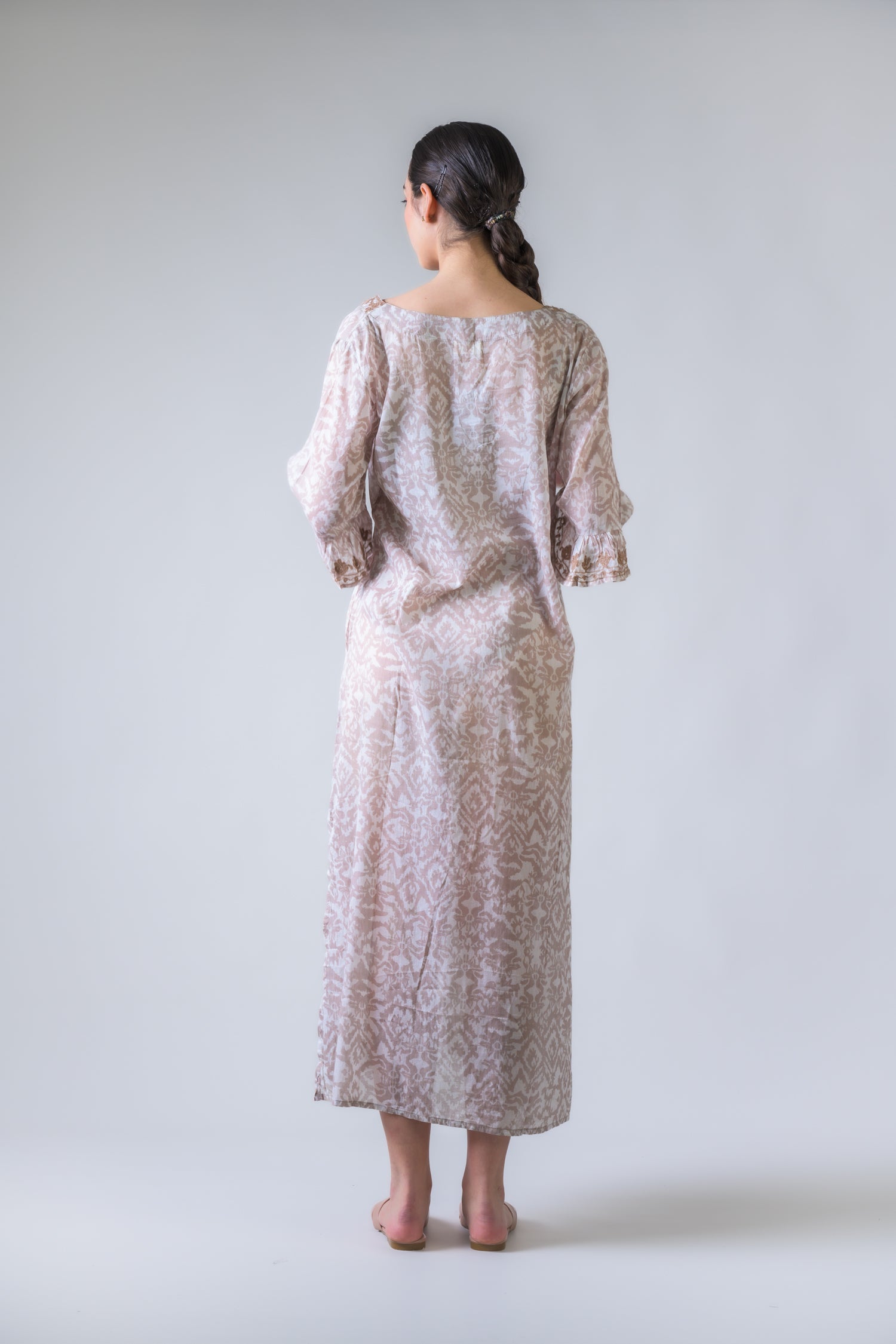 Simple Print Kaftan - Beige