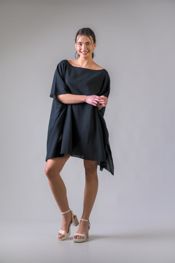 Solid Color Kaftan - Black