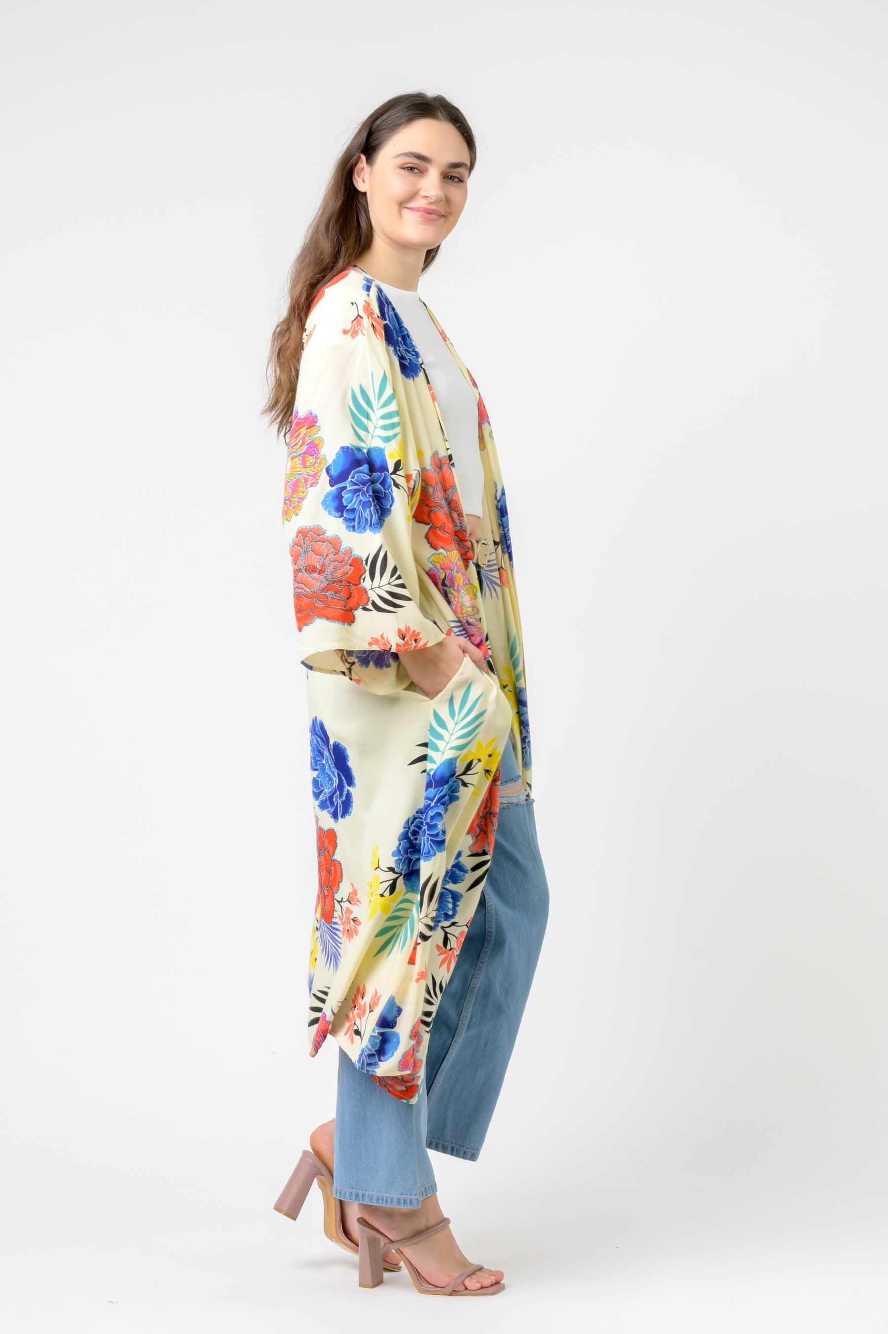 Kimono Long Roza print