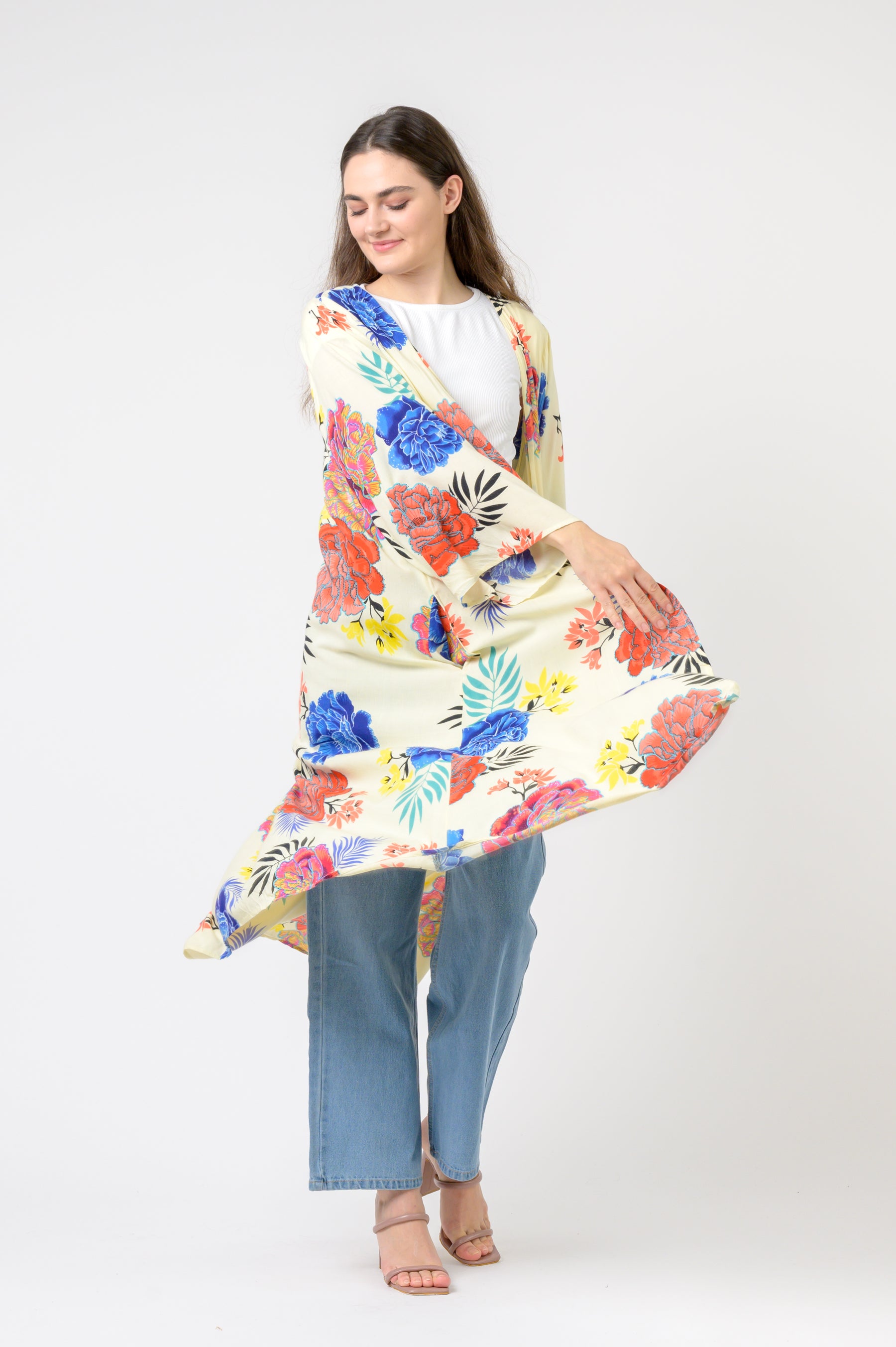 Kimono Long Roza print