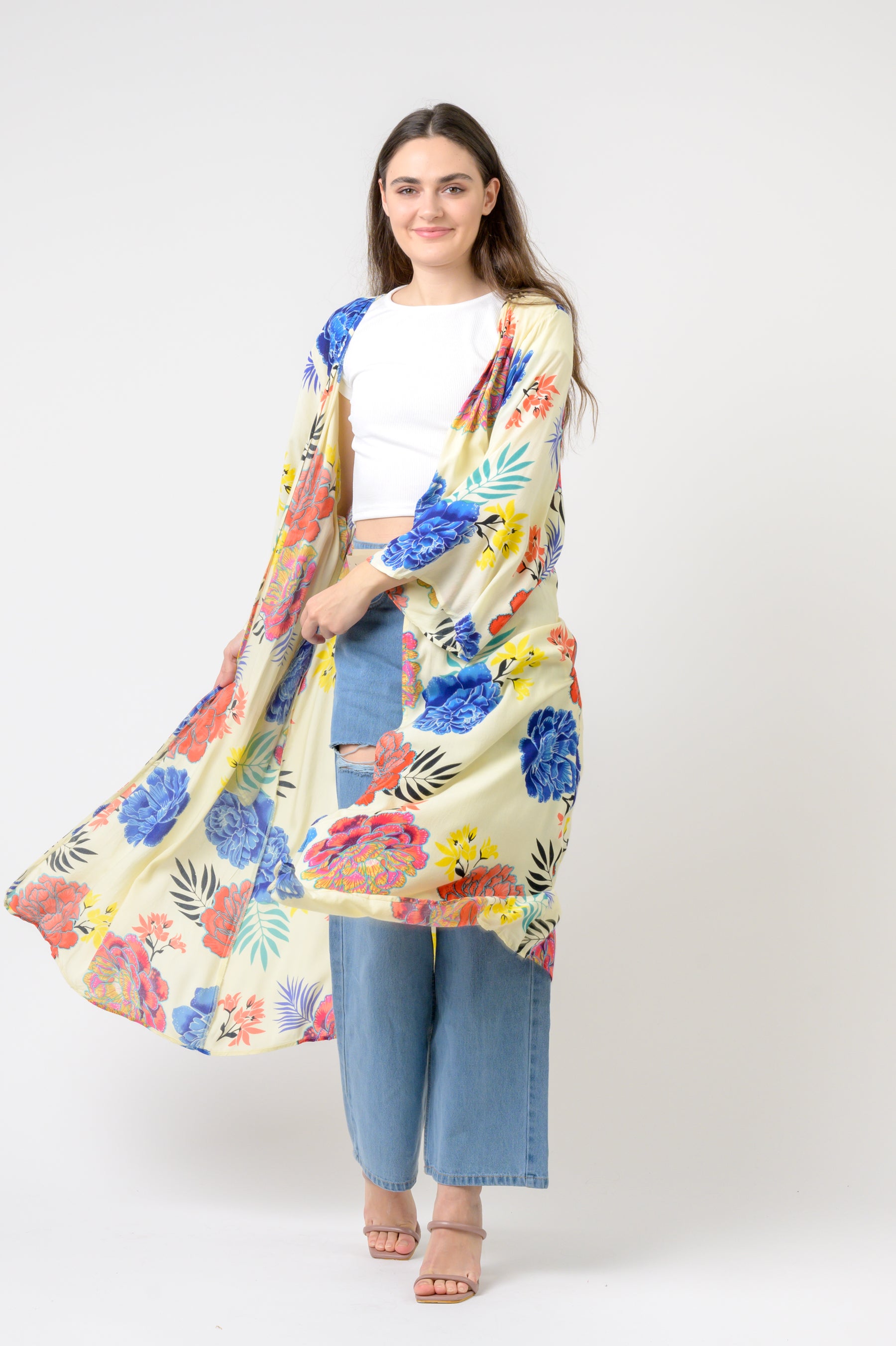 Kimono Long Roza print