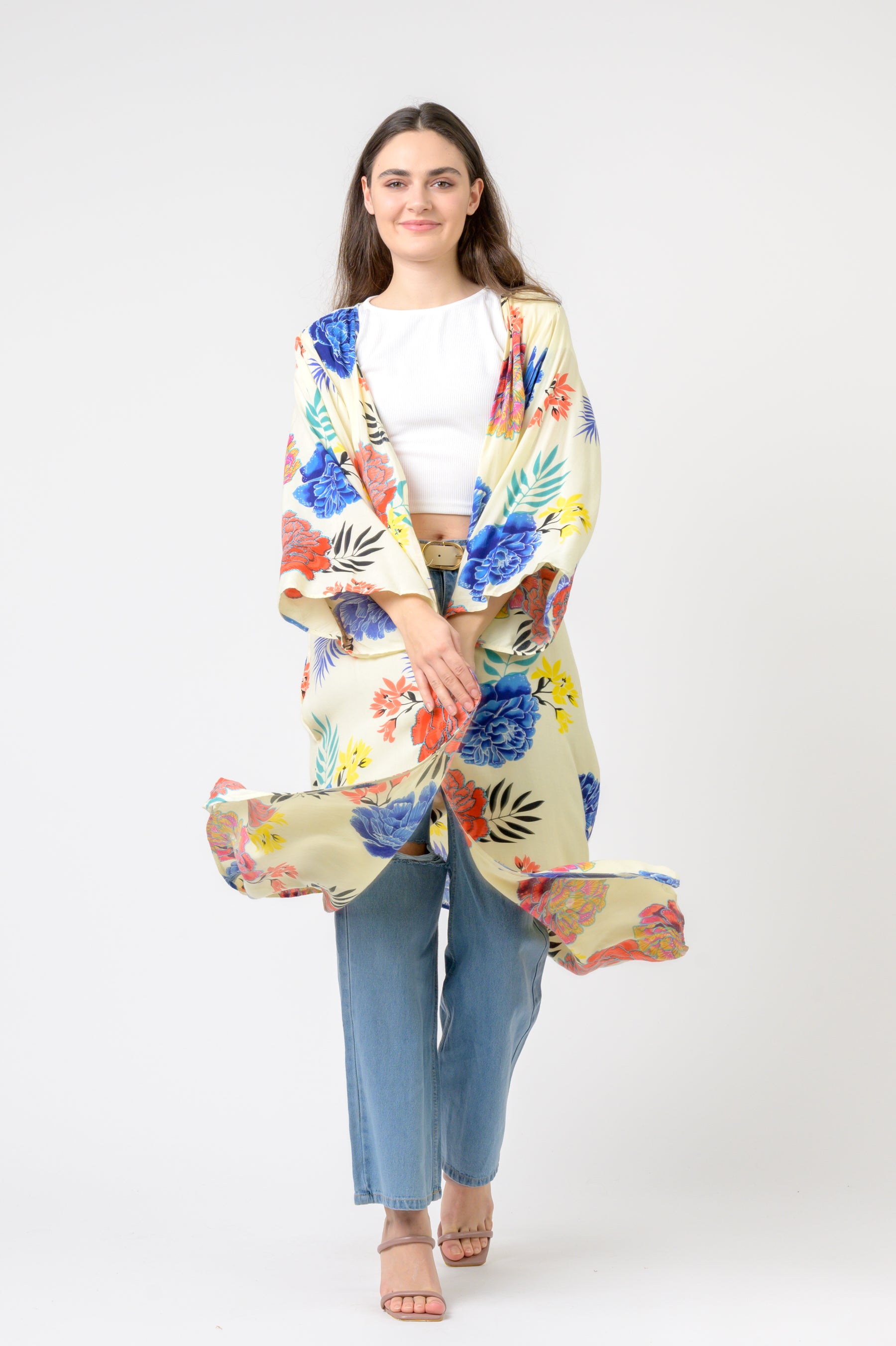Kimono Long Roza print