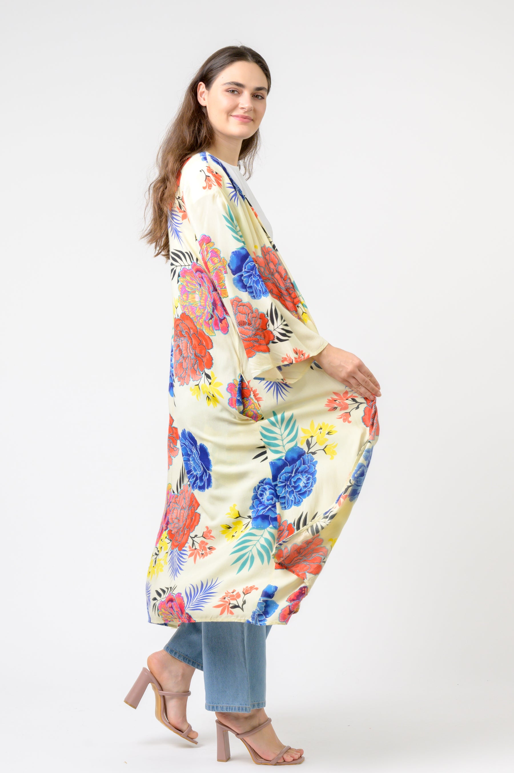 Kimono Long Roza print