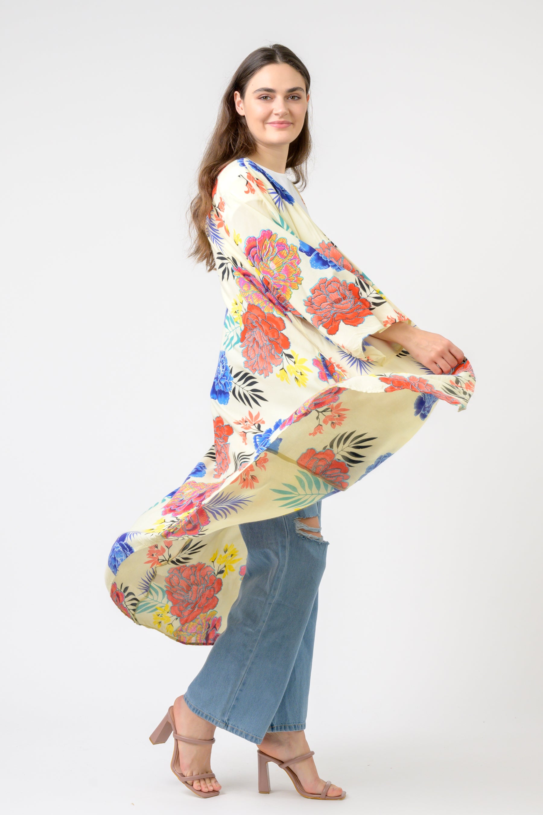 Kimono Long Roza print