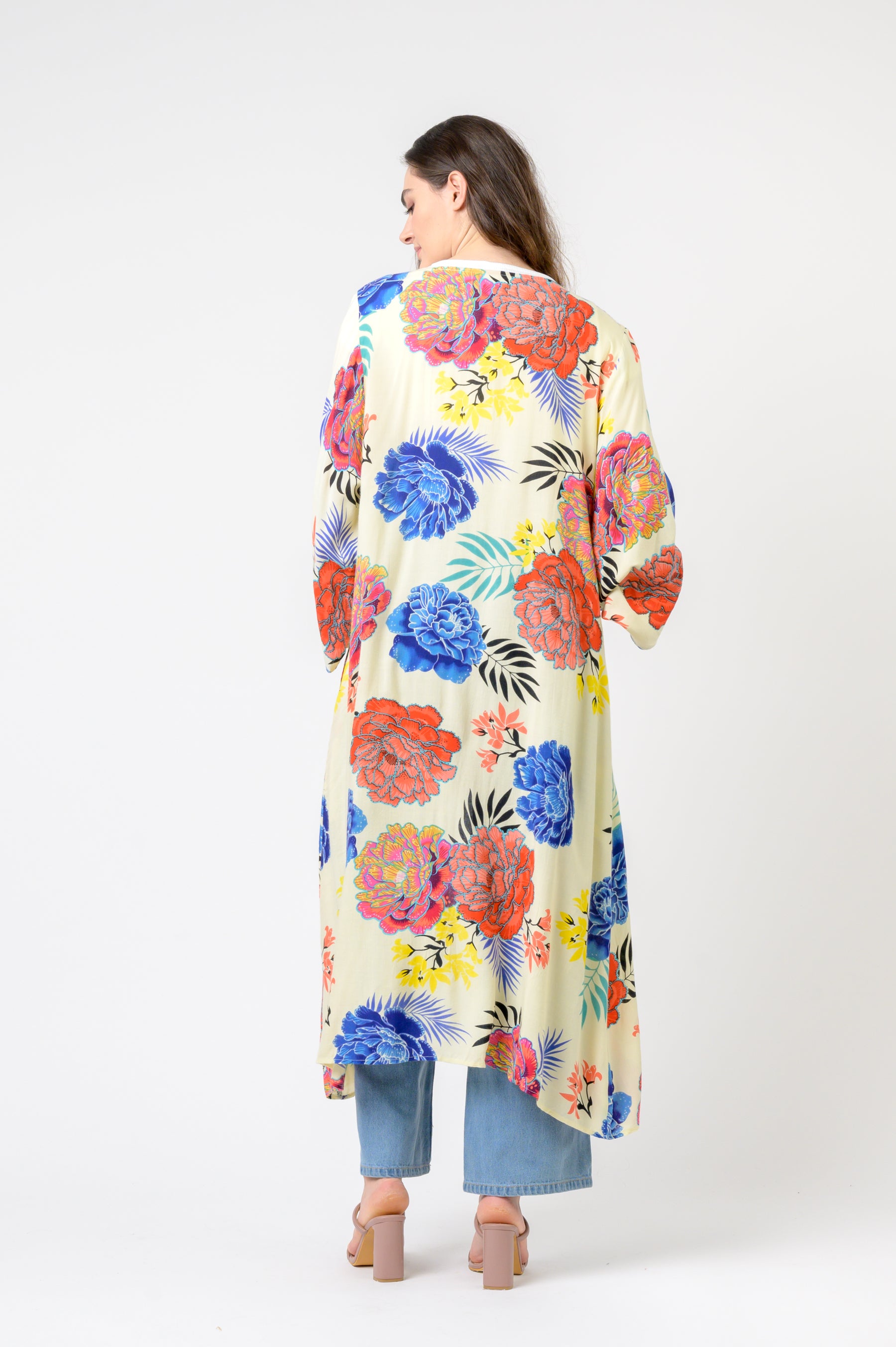 Kimono Long Roza print