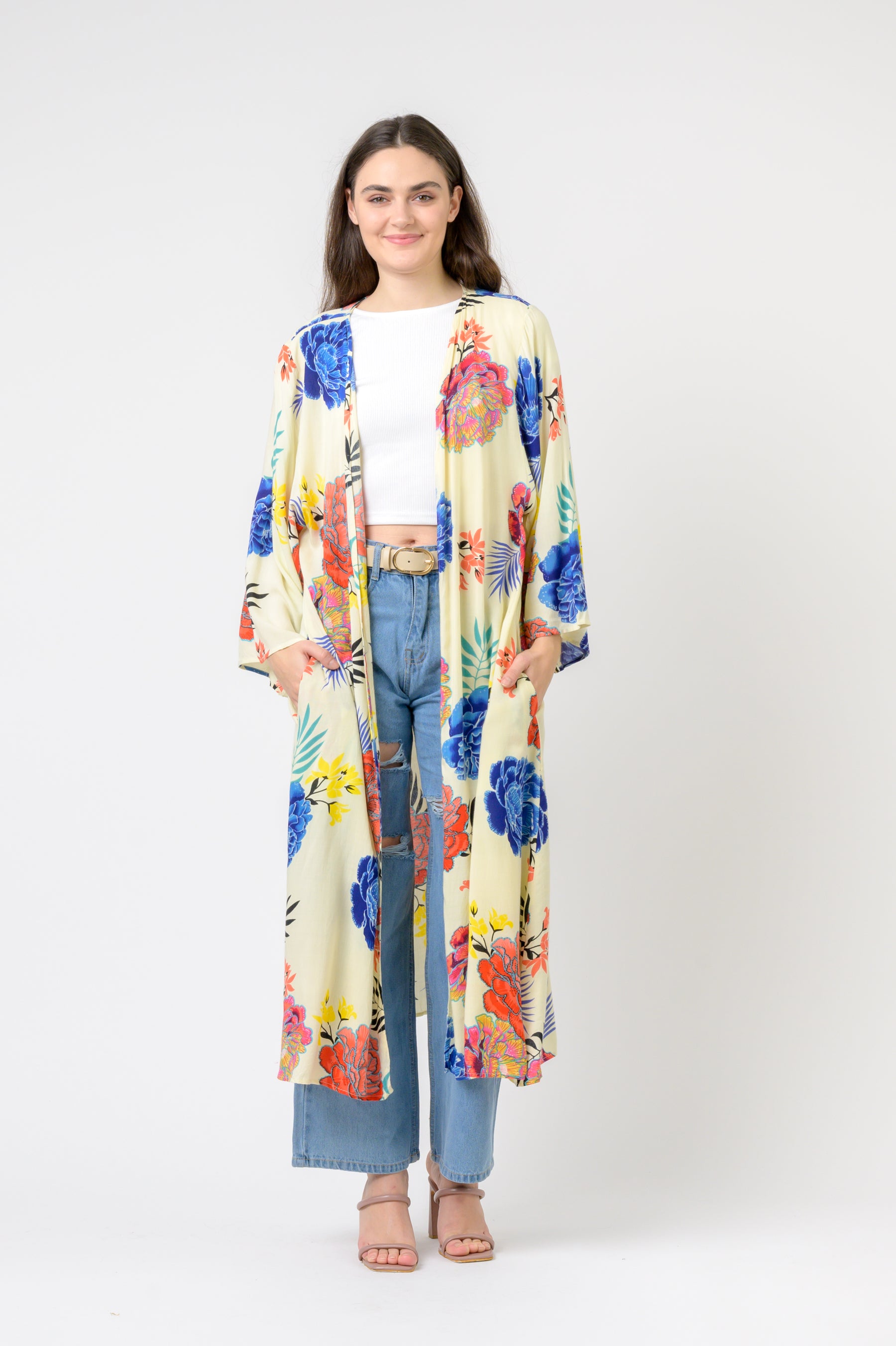 Kimono Long Roza print