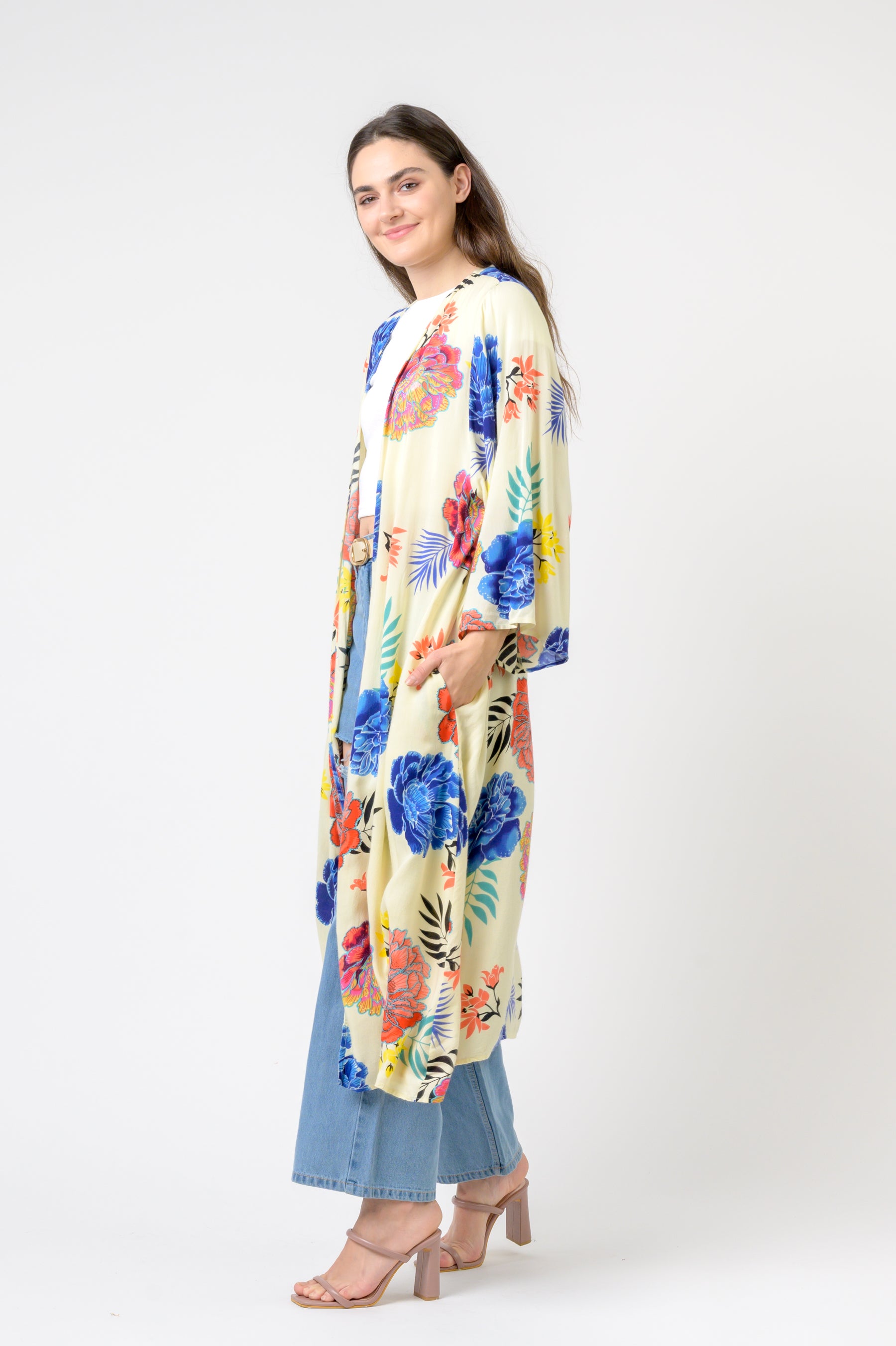 Kimono Long Roza print
