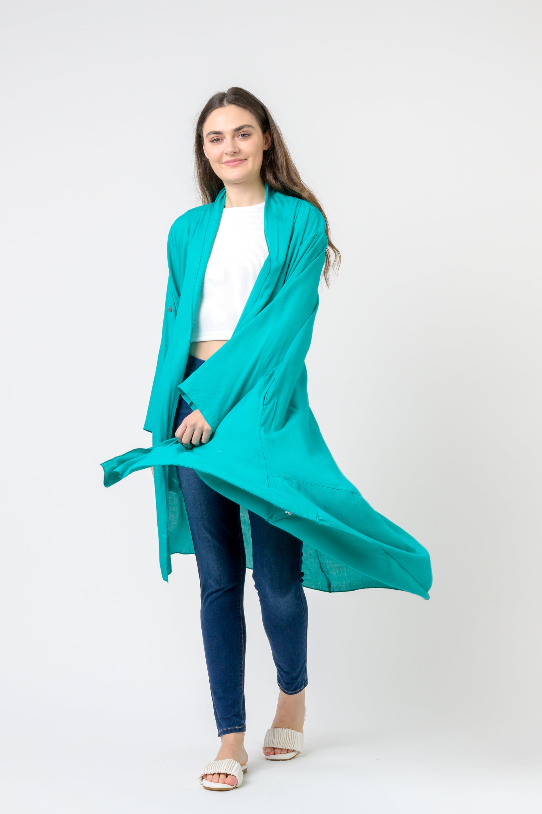 Solid Print Duster - Teal