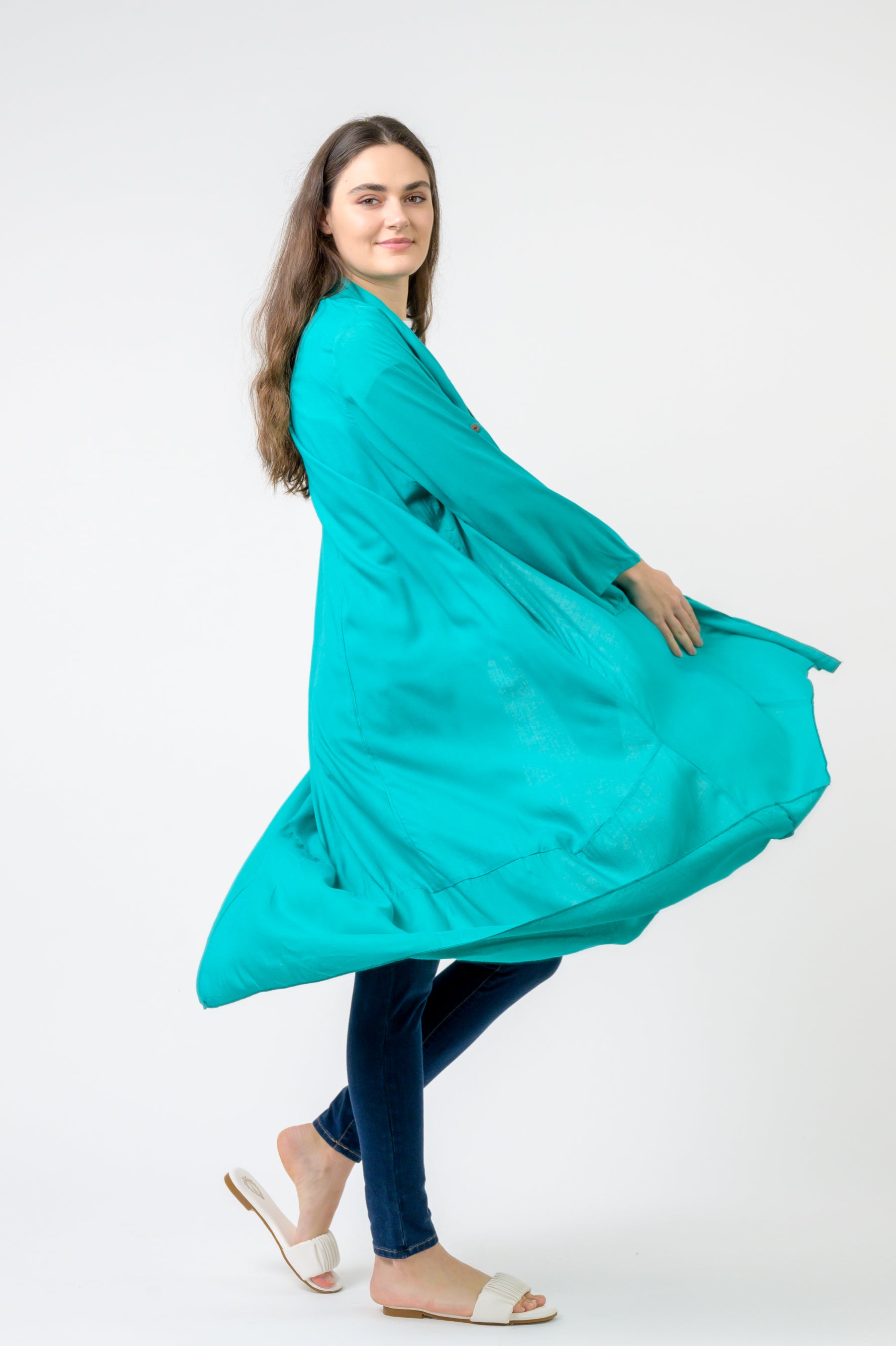 Solid Print Duster - Teal