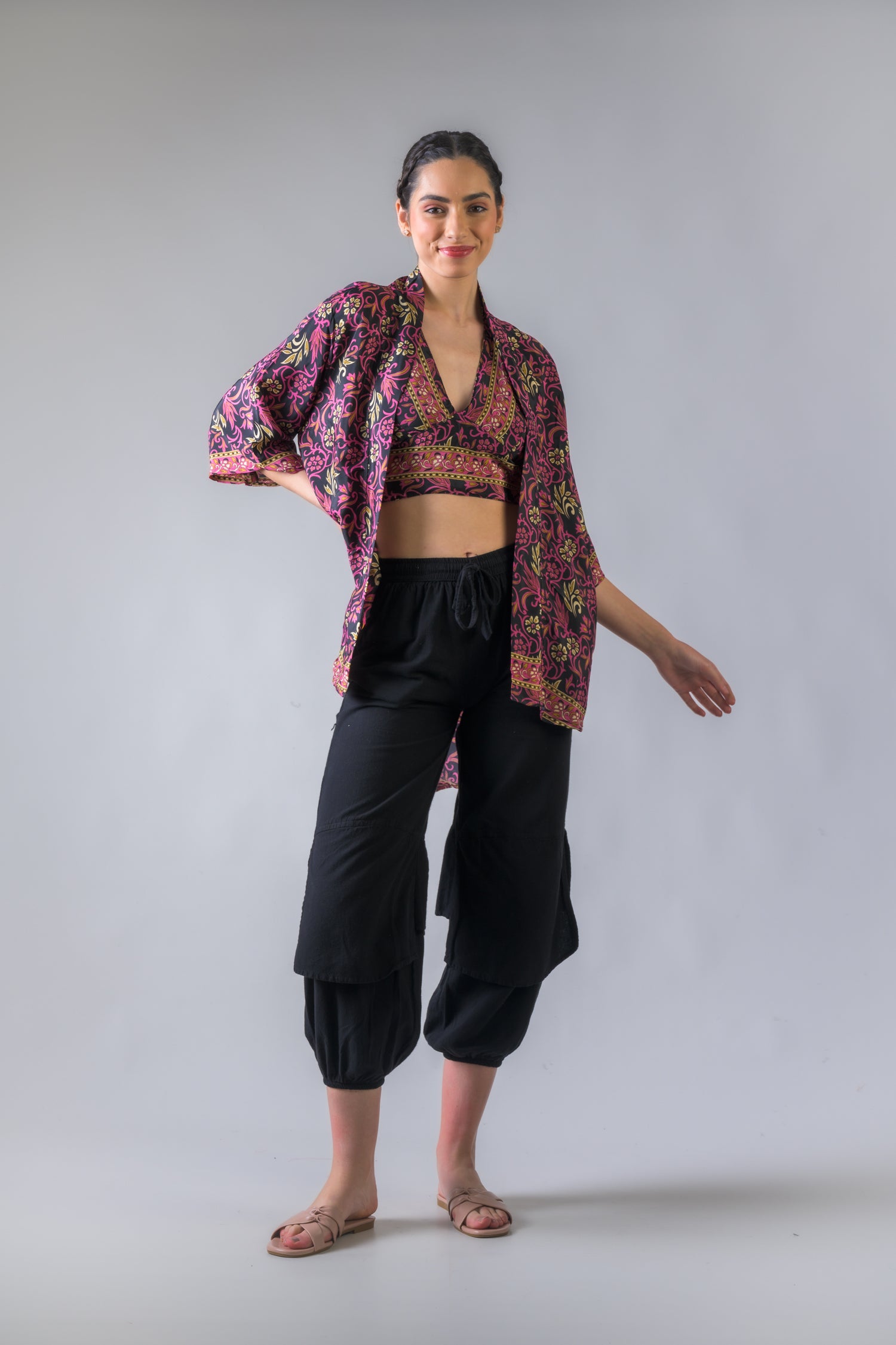 Fire Flower Kimono - Purple