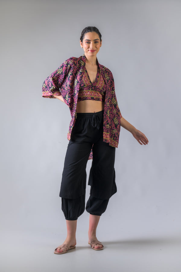 Fire Flower Kimono - Purple