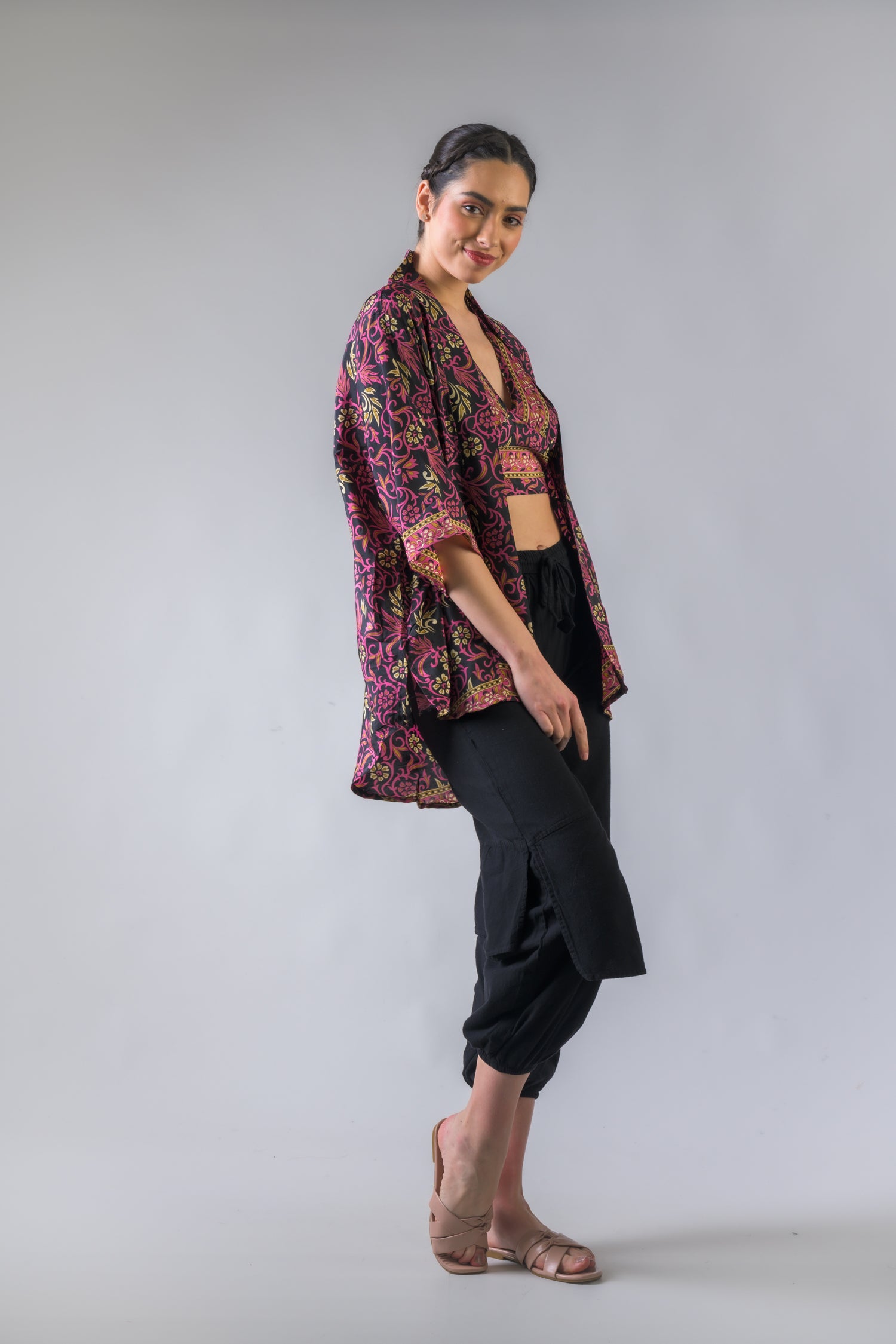 Fire Flower Kimono - Purple