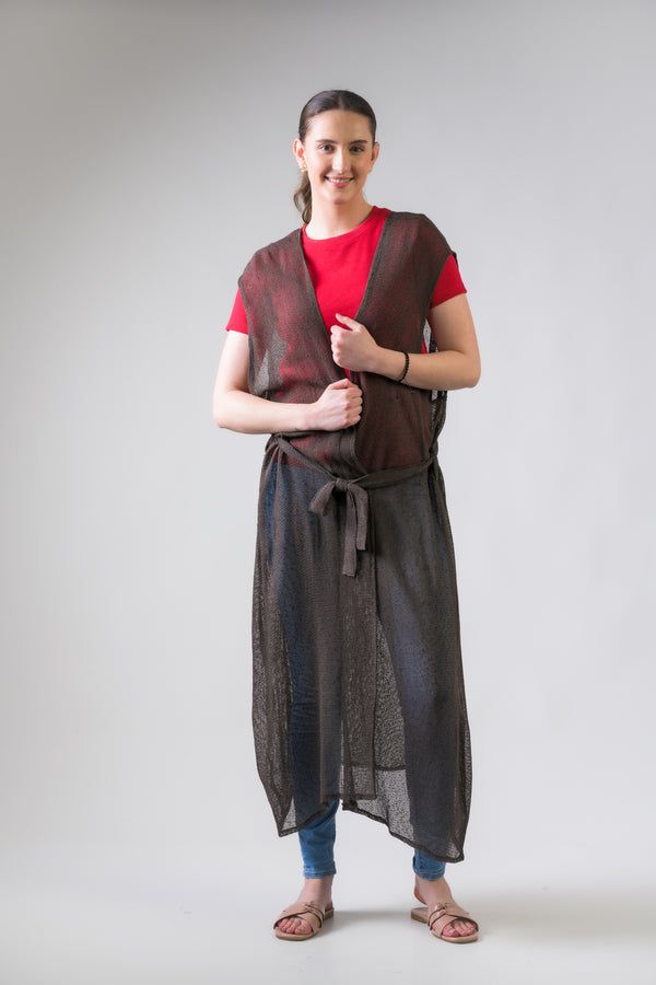 Light Net Kimono - Brown