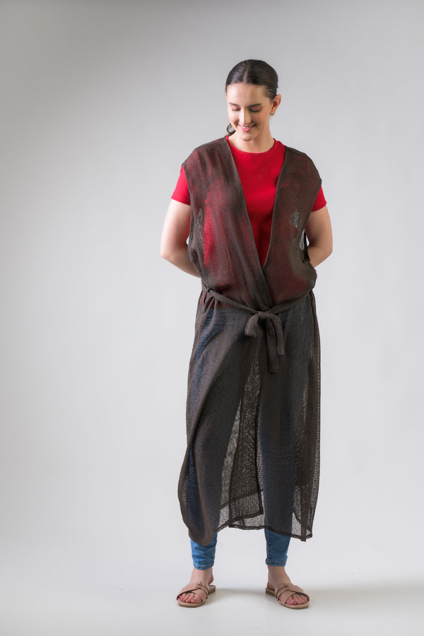 Light Net Kimono - Brown