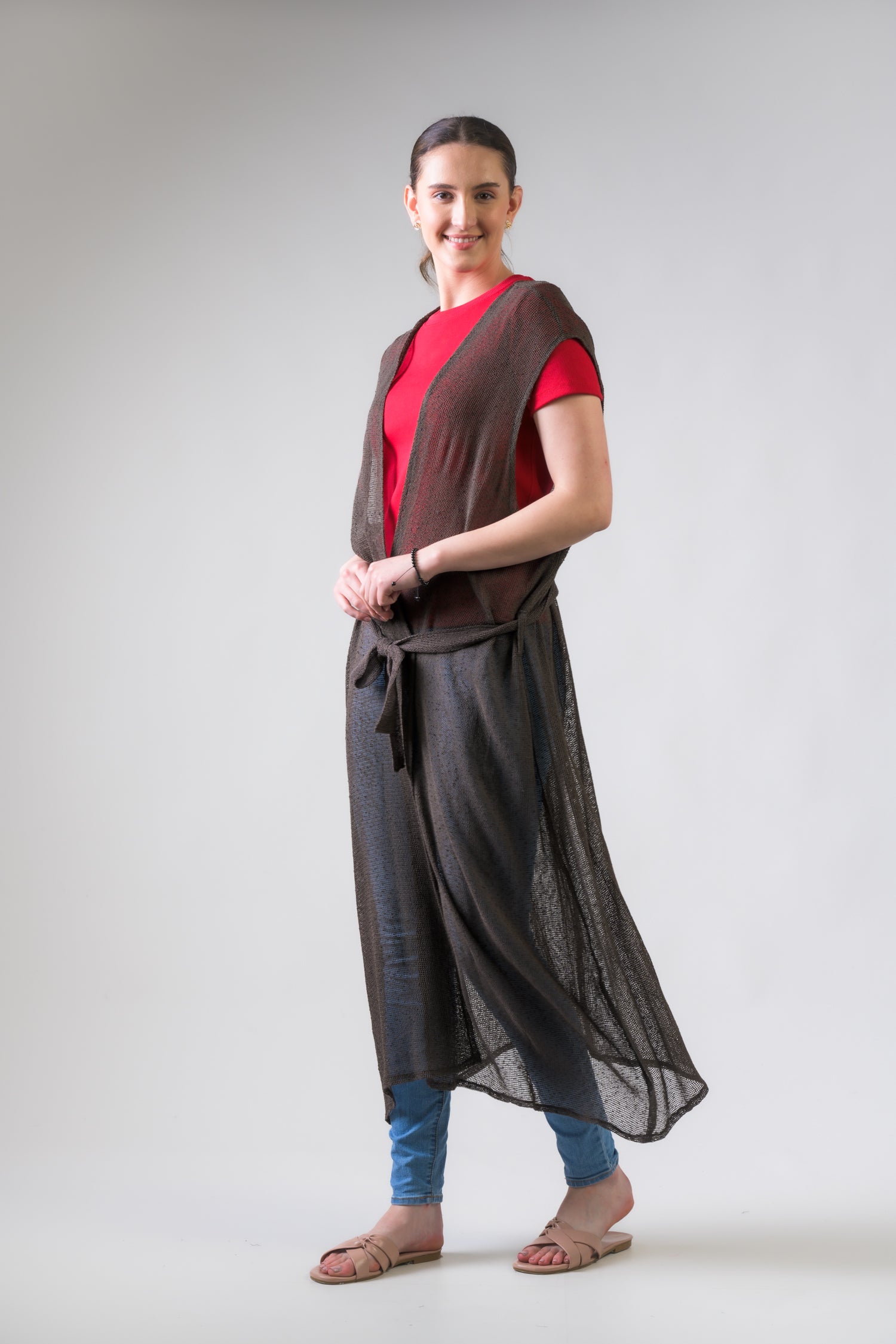 Light Net Kimono - Brown