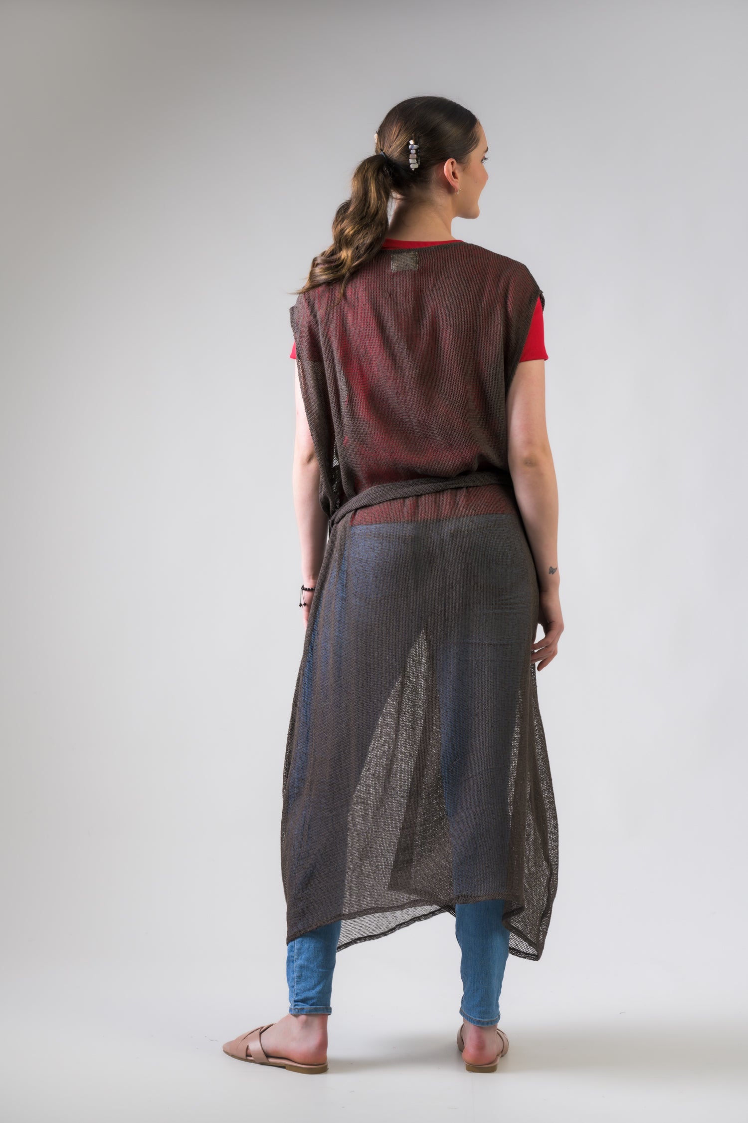 Light Net Kimono - Brown
