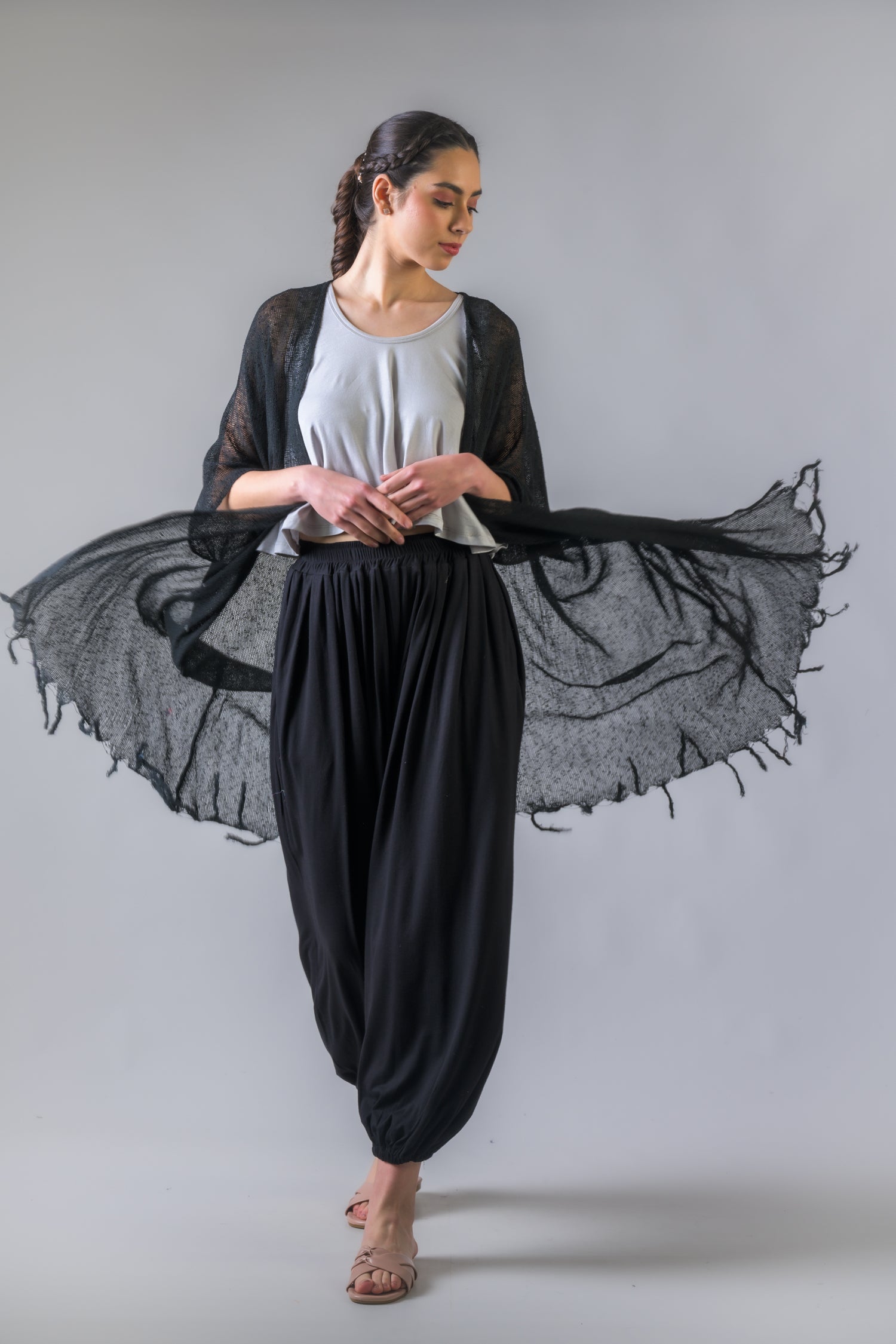 Light Net Kimono - Black