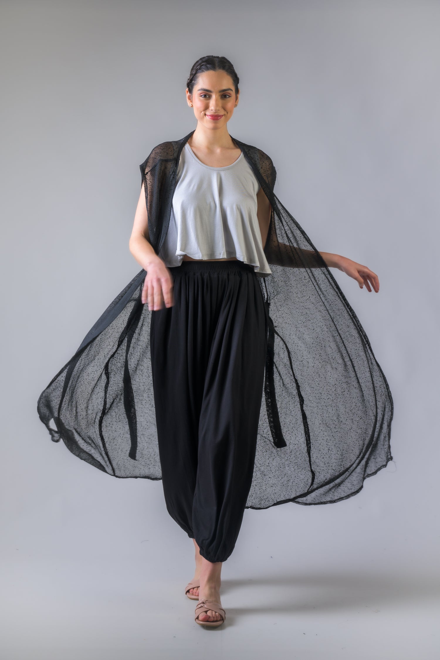 Light Net Kimono - Black