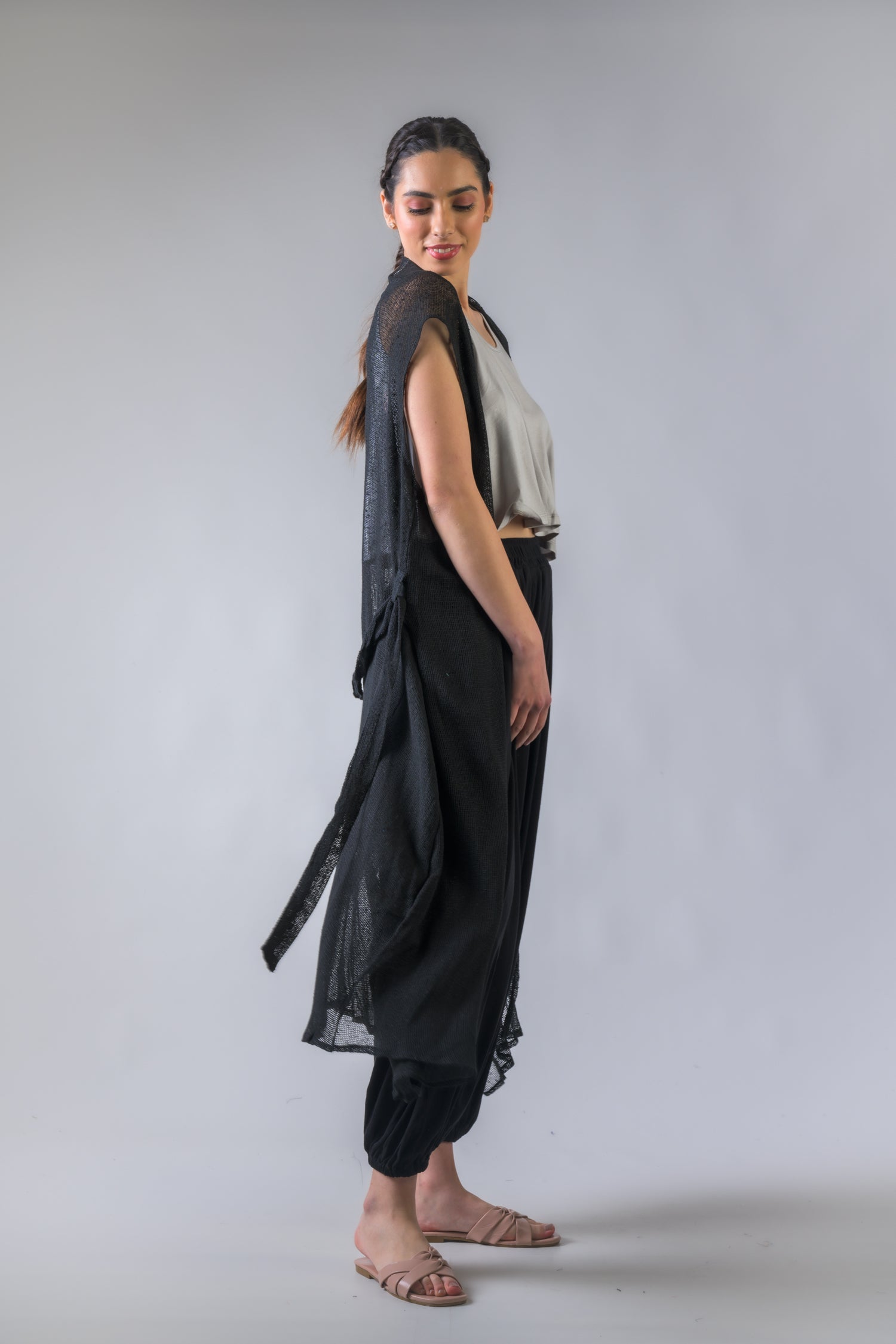 Light Net Kimono - Black