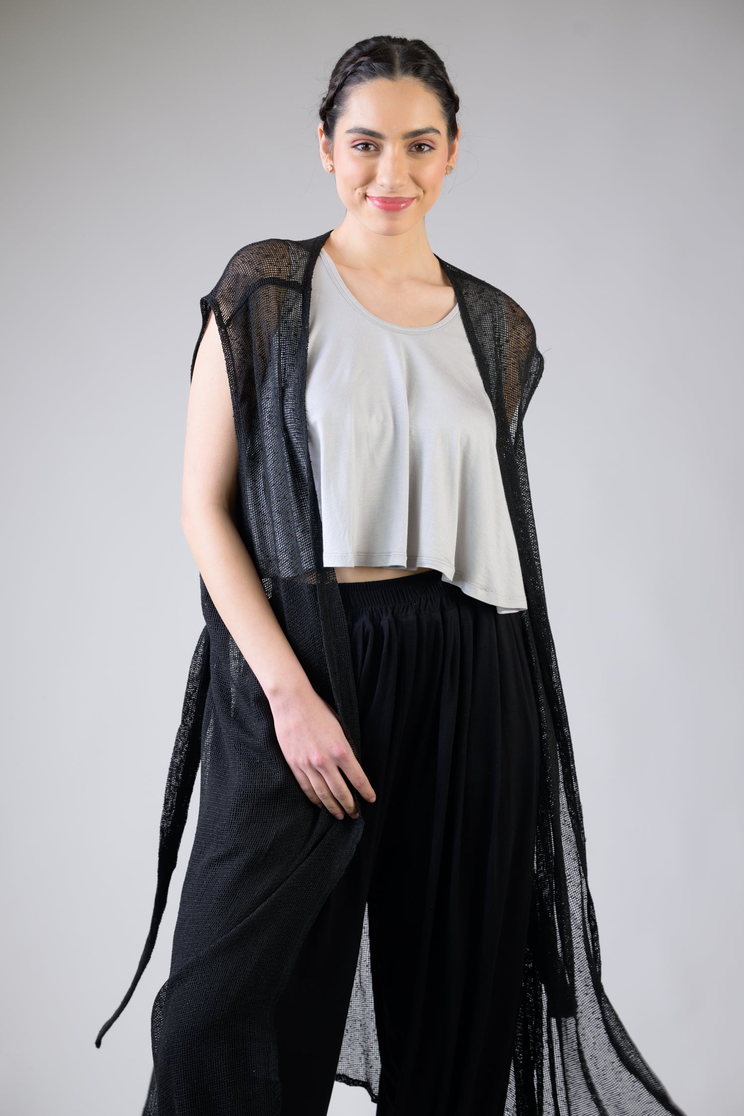 Light Net Kimono - Black