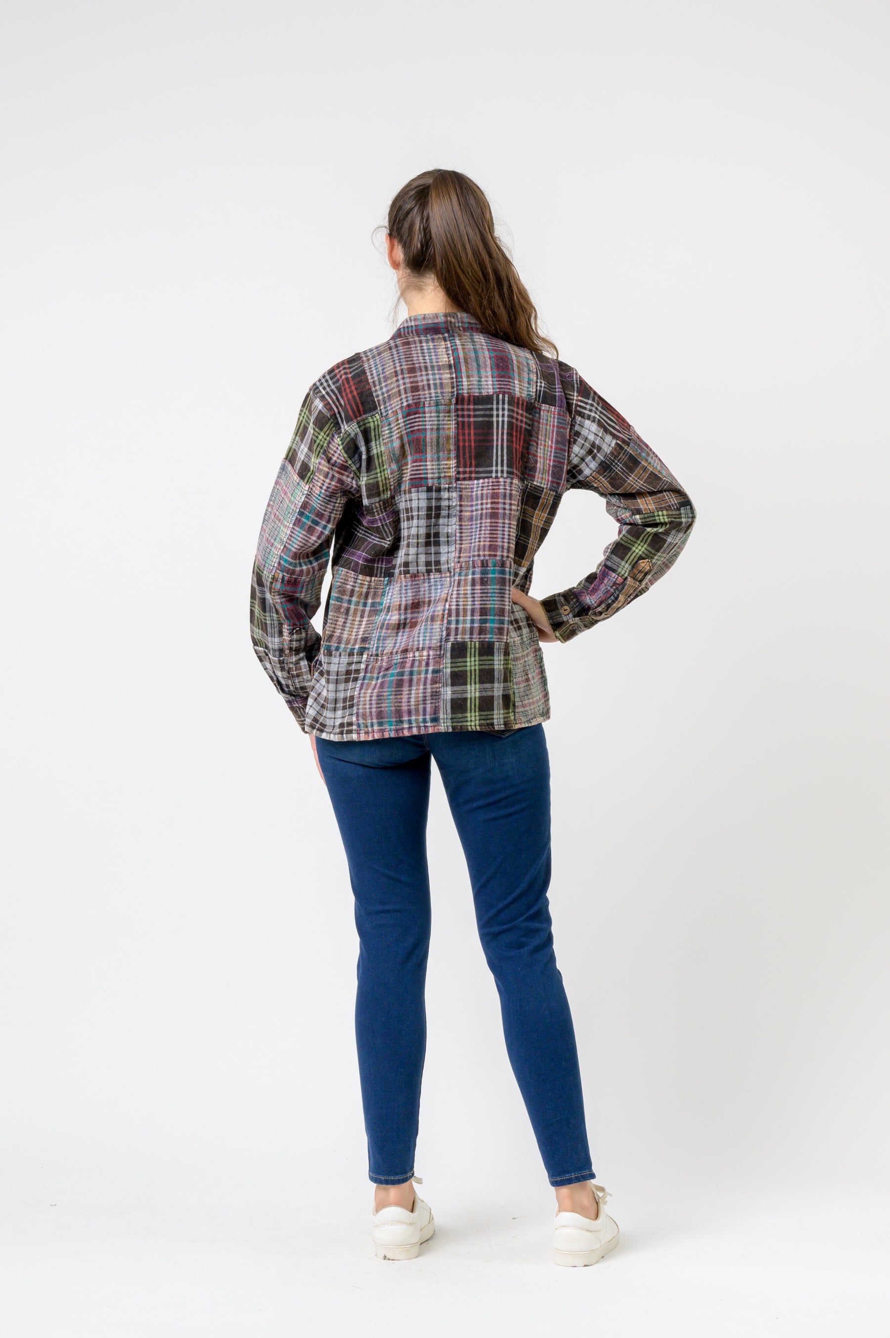 Patterned Cotton Long Sleeve Top