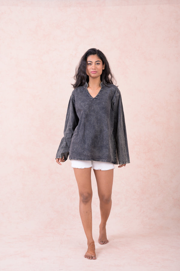 Solid Long Sleeve Top - Black