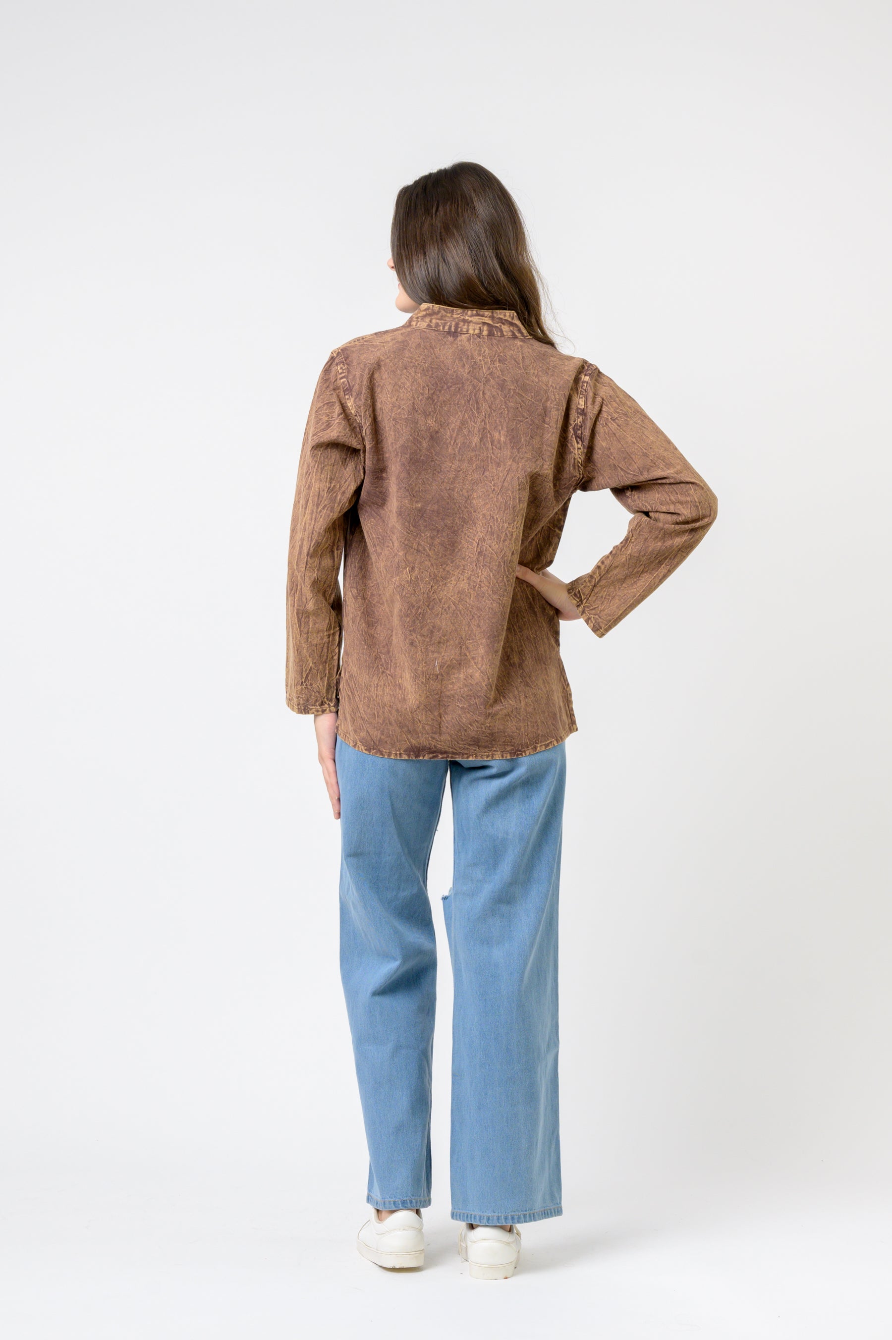 Solid Long Sleeve Top - Brown
