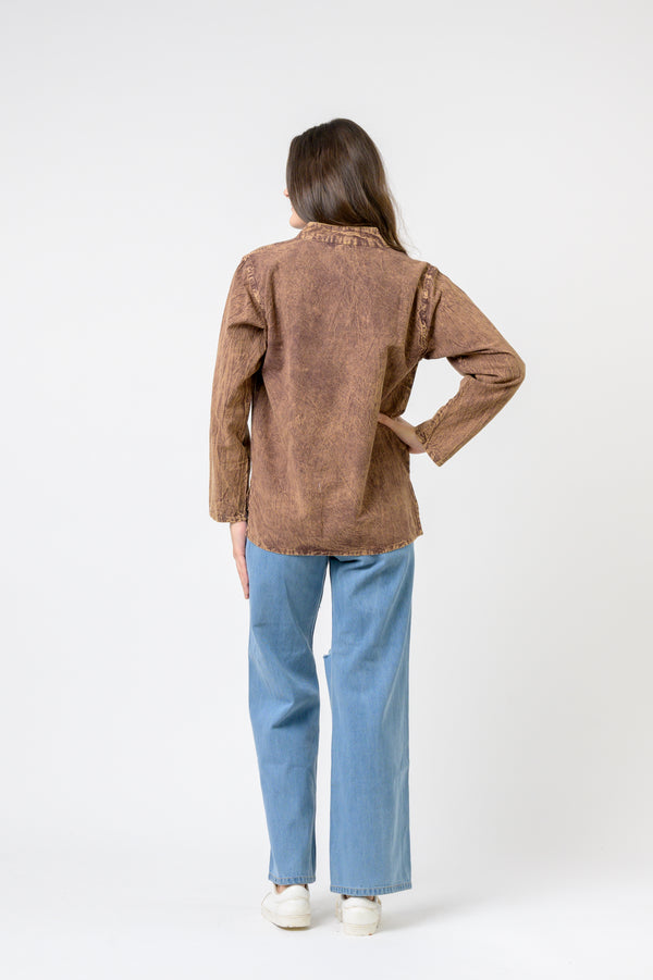 Solid Long Sleeve Top - Brown