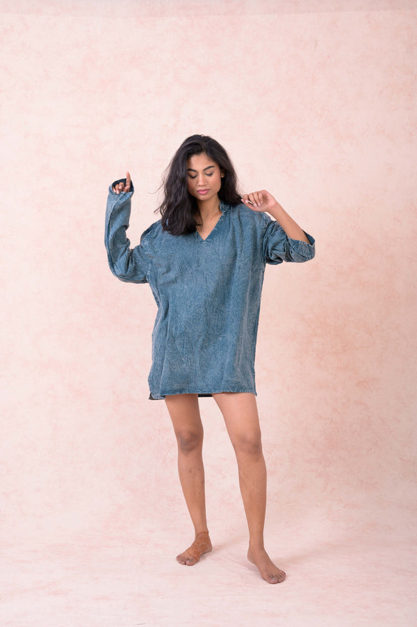 Solid Long Sleeve Top - Blue